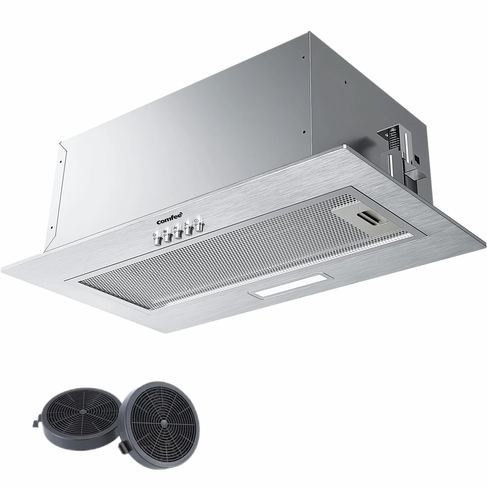 COMFEE' BIHT17SS-52 Campana extractora empotrable 52 cm 400 m³/h 3 velocidades filtro aluminio 5 capas LED plateado
