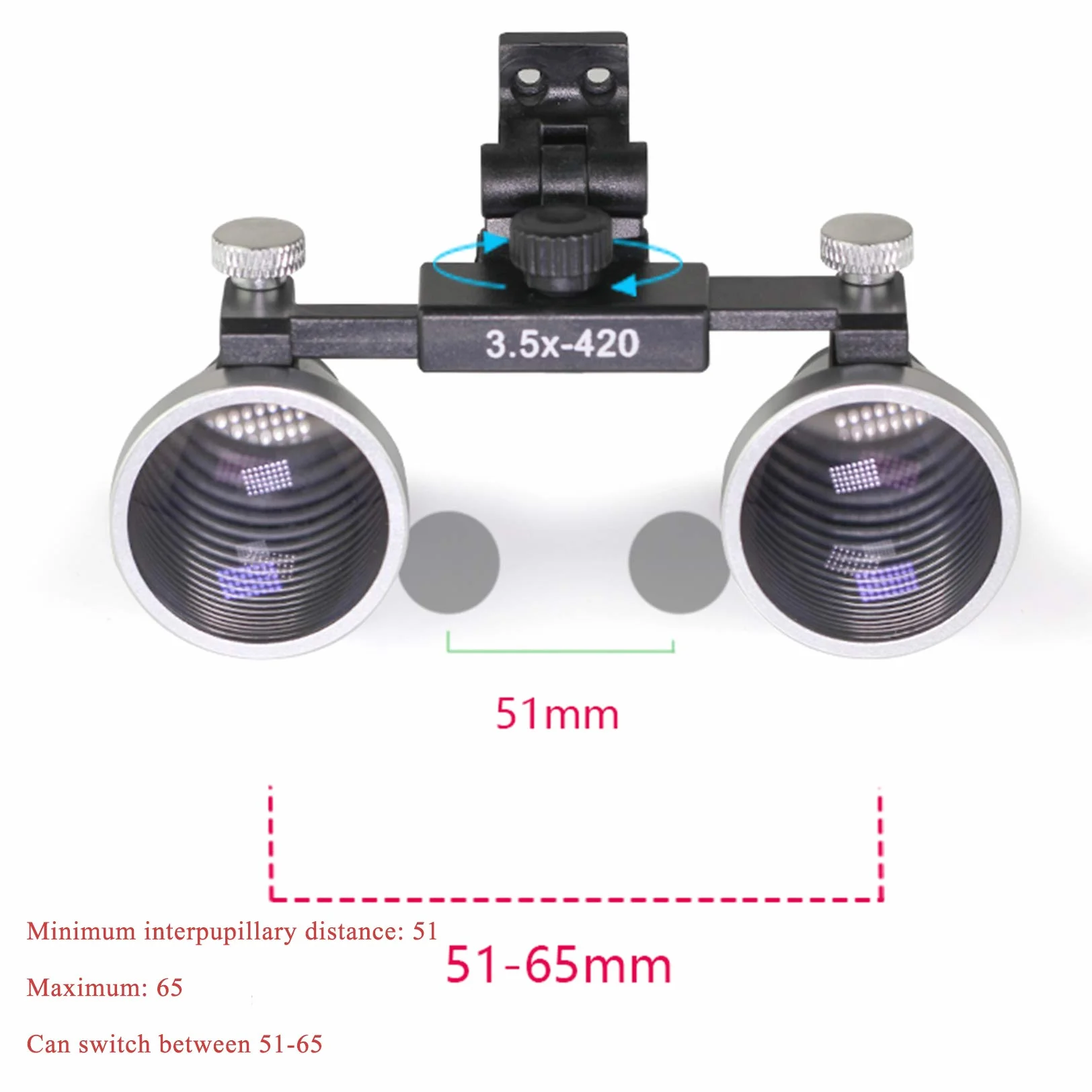 Lupas binoculares quirúrgicas 2.5X 3.5X iluminadas montadas en la cabeza Odontología