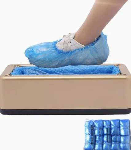 Dispensador de fundas desechables para zapatos con 100 fundas de plástico para el hogar, oficina, fábrica, laboratorio, hotel, protección cómoda e higiénica del calzado