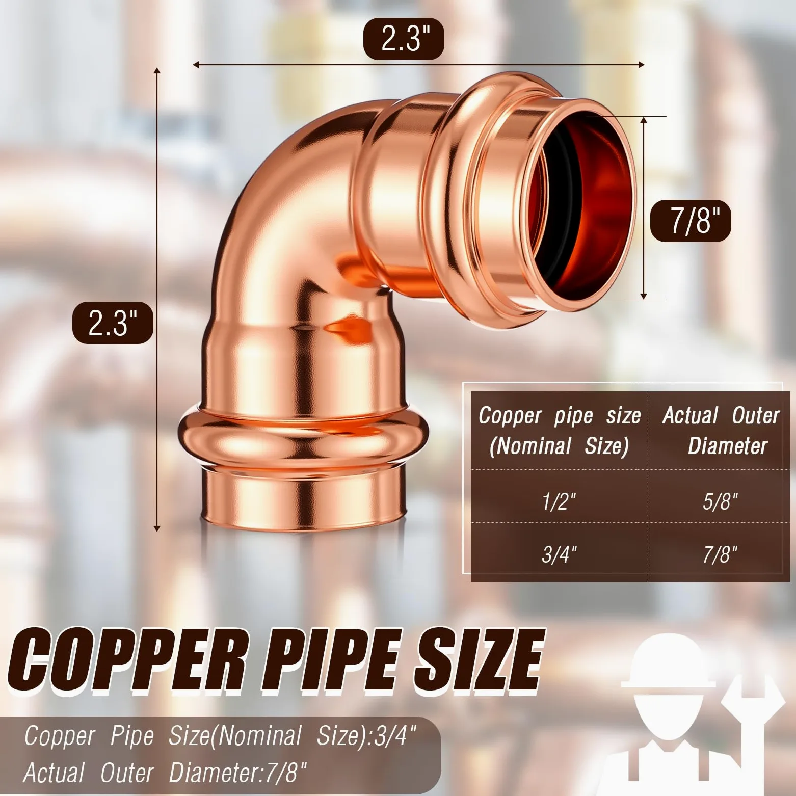 Therwen Accesorios de prensa de tubería de cobre, acoplamiento de codo de 90 grados, sin plomo, adaptador de prensa de codo para fontanería (3/4 pulgadas, color cobre rojo, 15 piezas)