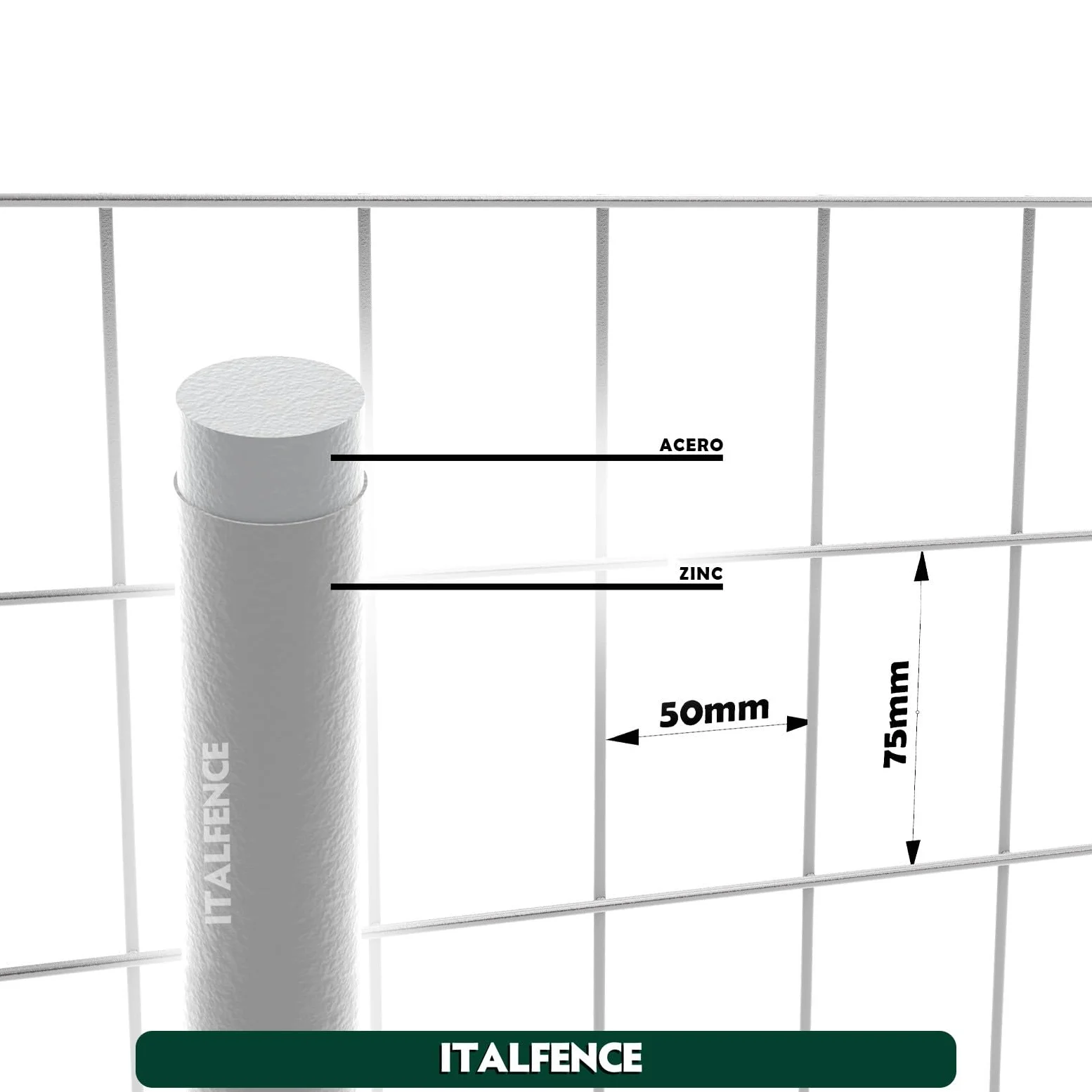 Malla metálica electrosoldada Ø1,80mm, galvanizada, 25m [175cm]