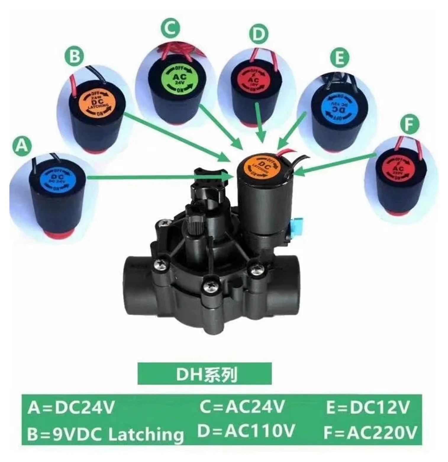 Electroválvula de riego de 3/4'', bidireccional, 220 V, 12 V, 24 V CC, con Enclavamiento y regulación de caudal for riego agrícola.(DC 12V)