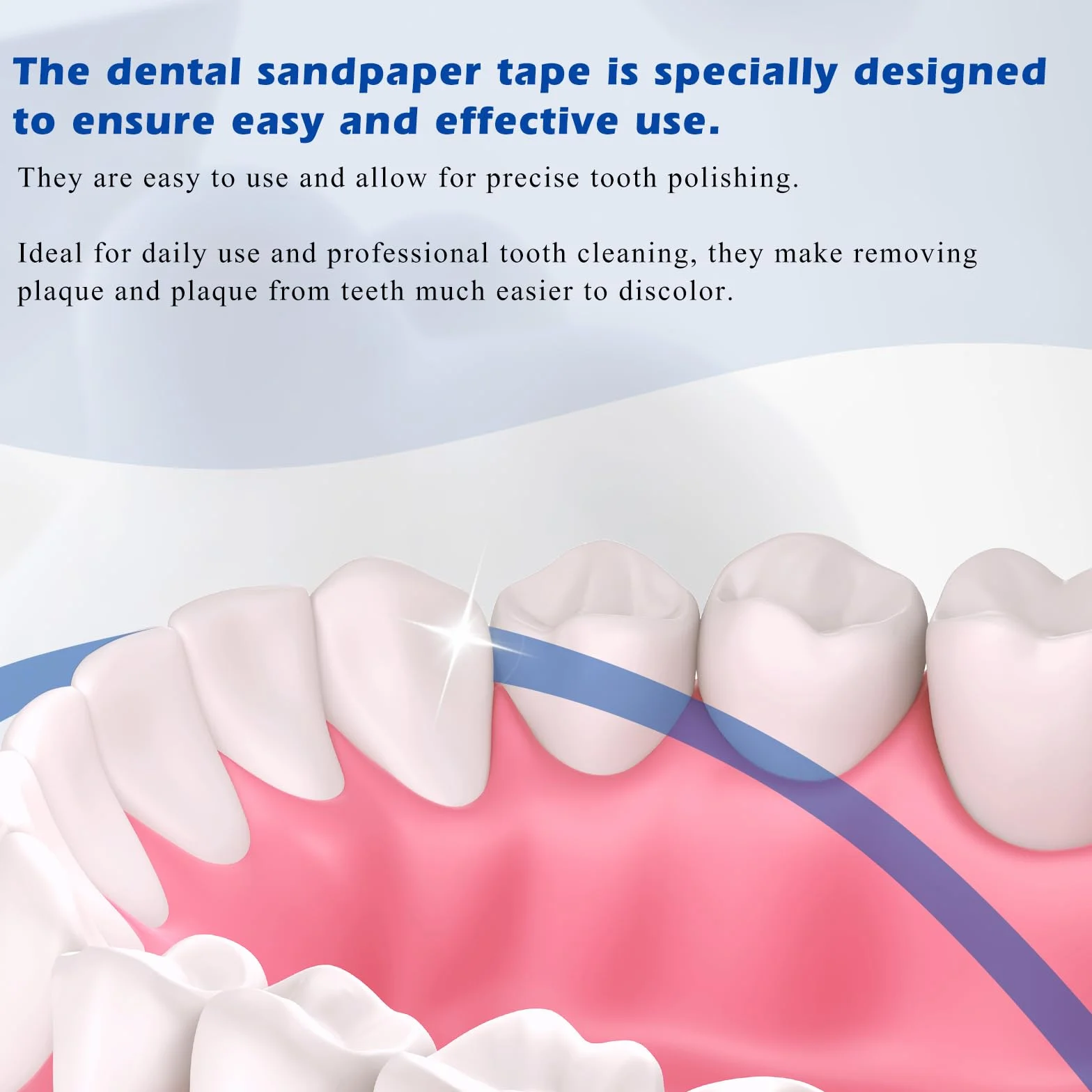 Juego de 4 rollos de papel de lija dental: tiras de pulido dentales portátiles, herramientas de lijado interdental para pulir dientes