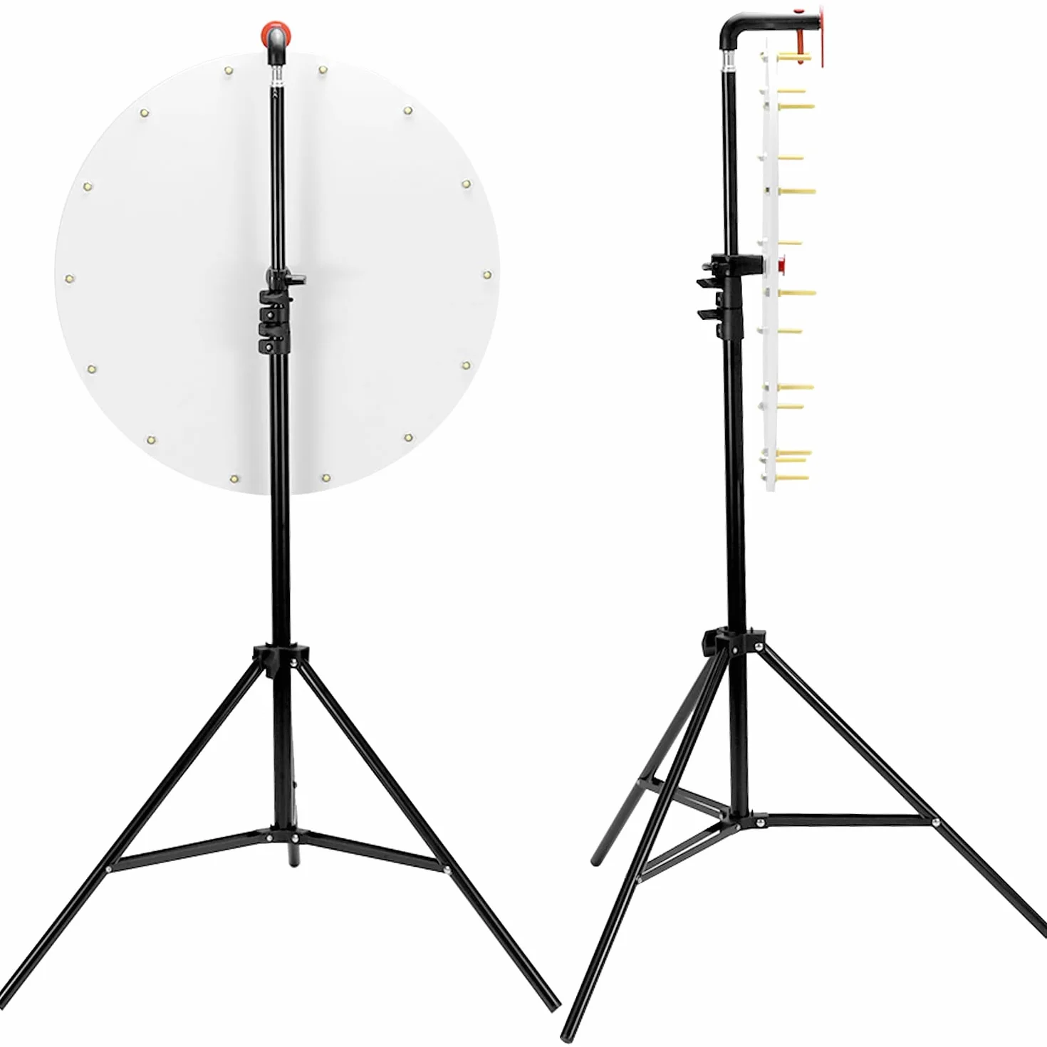 QWORK Juego de Ruleta de la Fortuna 50 cm, Borrado en Seco, 14 Ranuras, Trípode Ajustable 90-150 cm