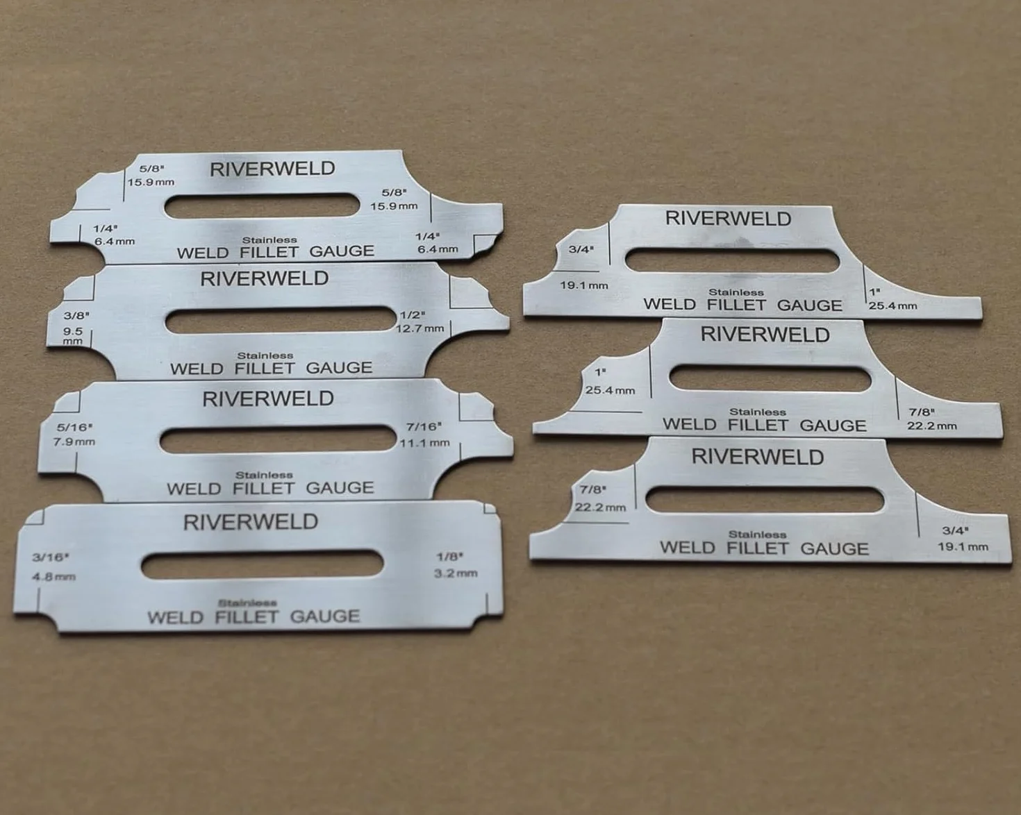 RIVERWELD Medidor de profundidad de filete MG-11 7 piezas métrico y pulgadas soldadura