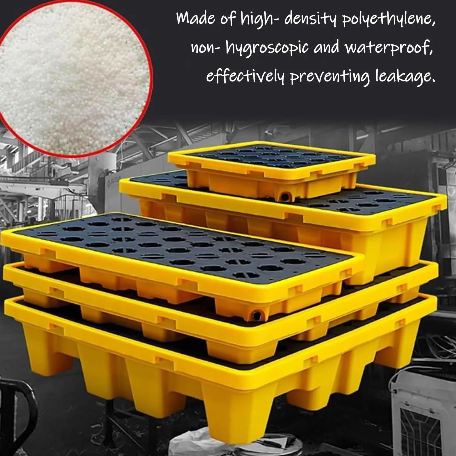 Bandeja antiderrames para Tanques de Aceite,Plataforma de contención de derrames de bidones,Carretilla elevadora de plástico a Prueba de Fugas,Bandeja antiderrames para bidones,67 * 67 * 15cm