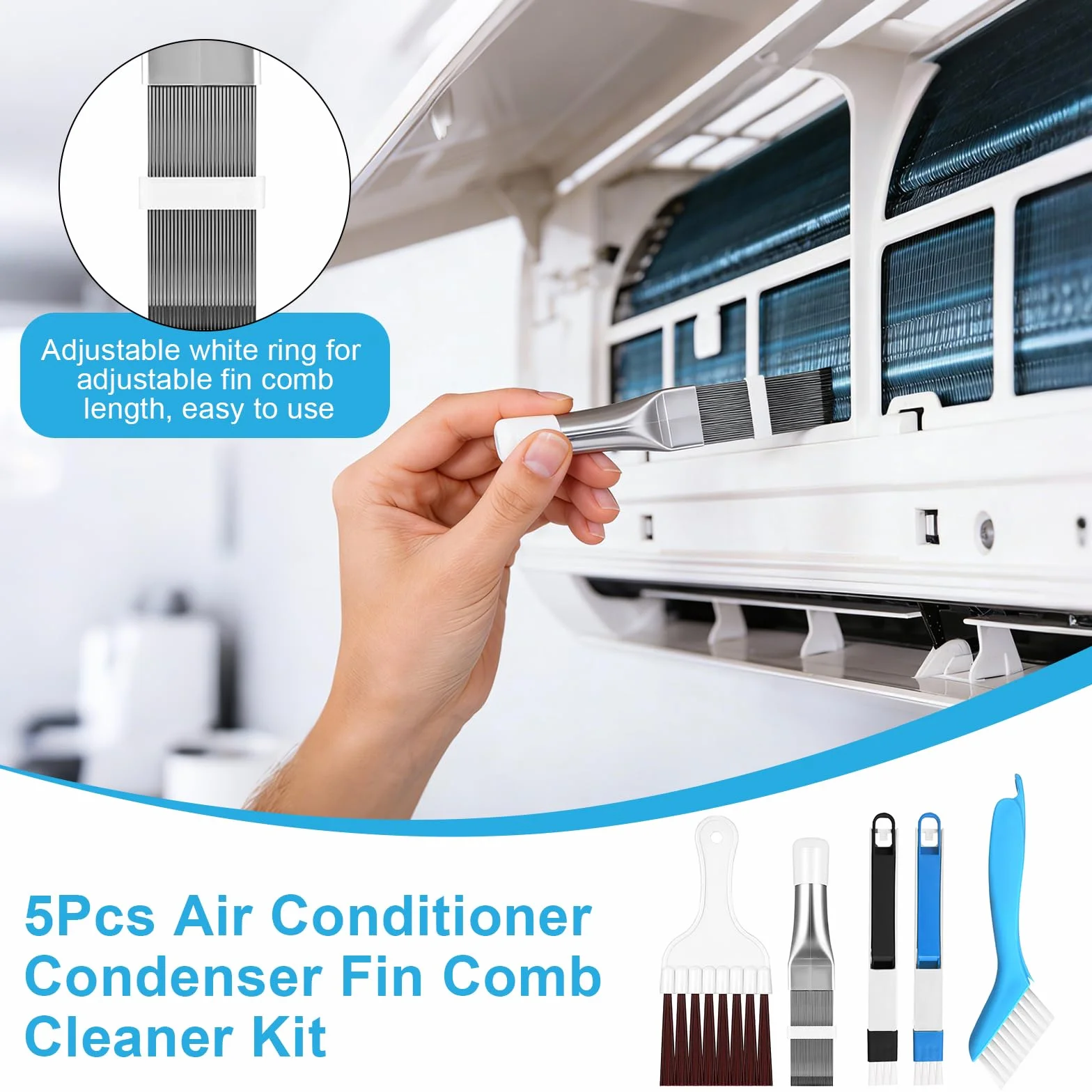 Condensador peine secador 5 piezas limpieza aleta cepillo para aire acondicionado refrigeradores evaporadores