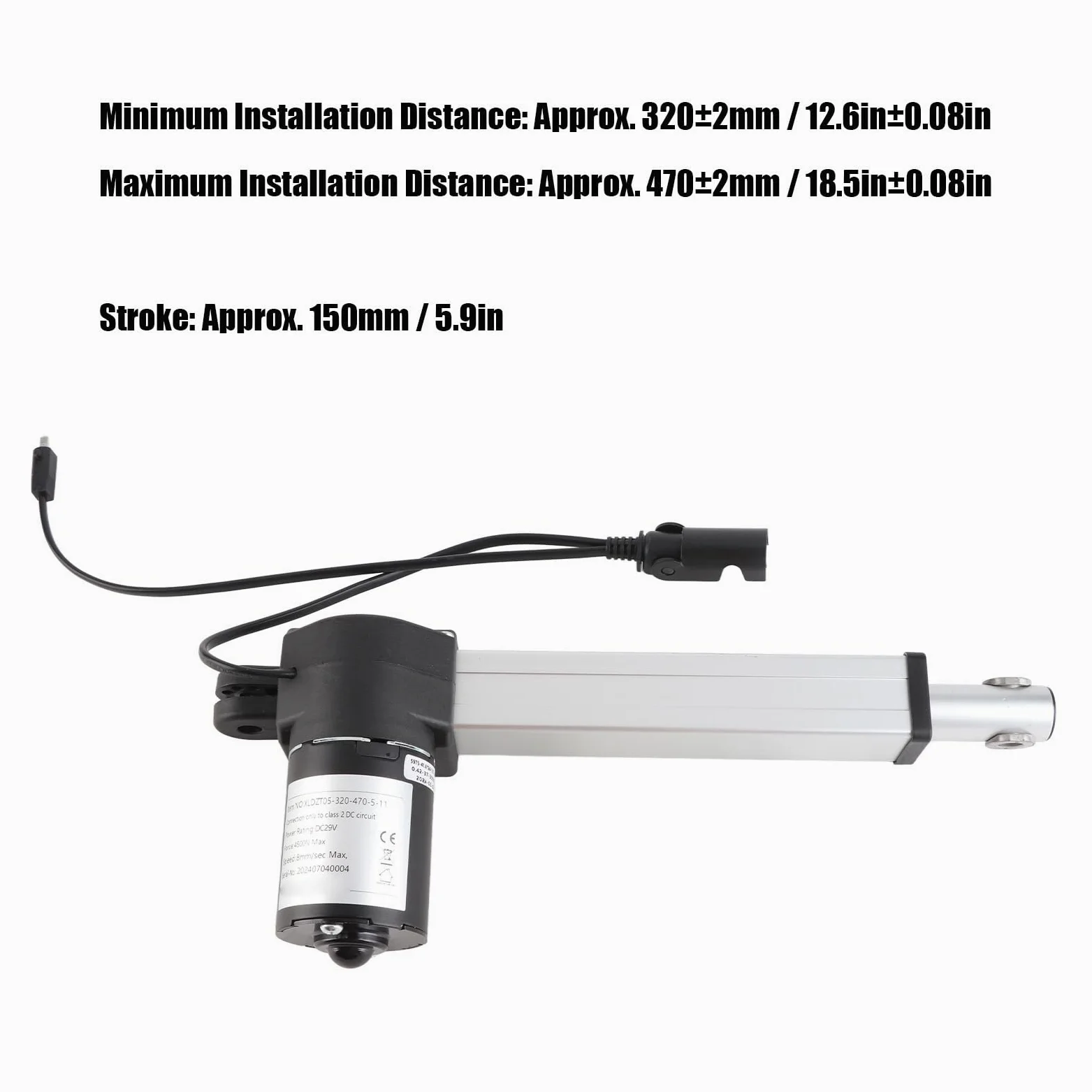 Actuador de movimiento lineal, carrera de 150MM, actuador elevador de sofá eléctrico para el hogar, 29V CC 4500N
