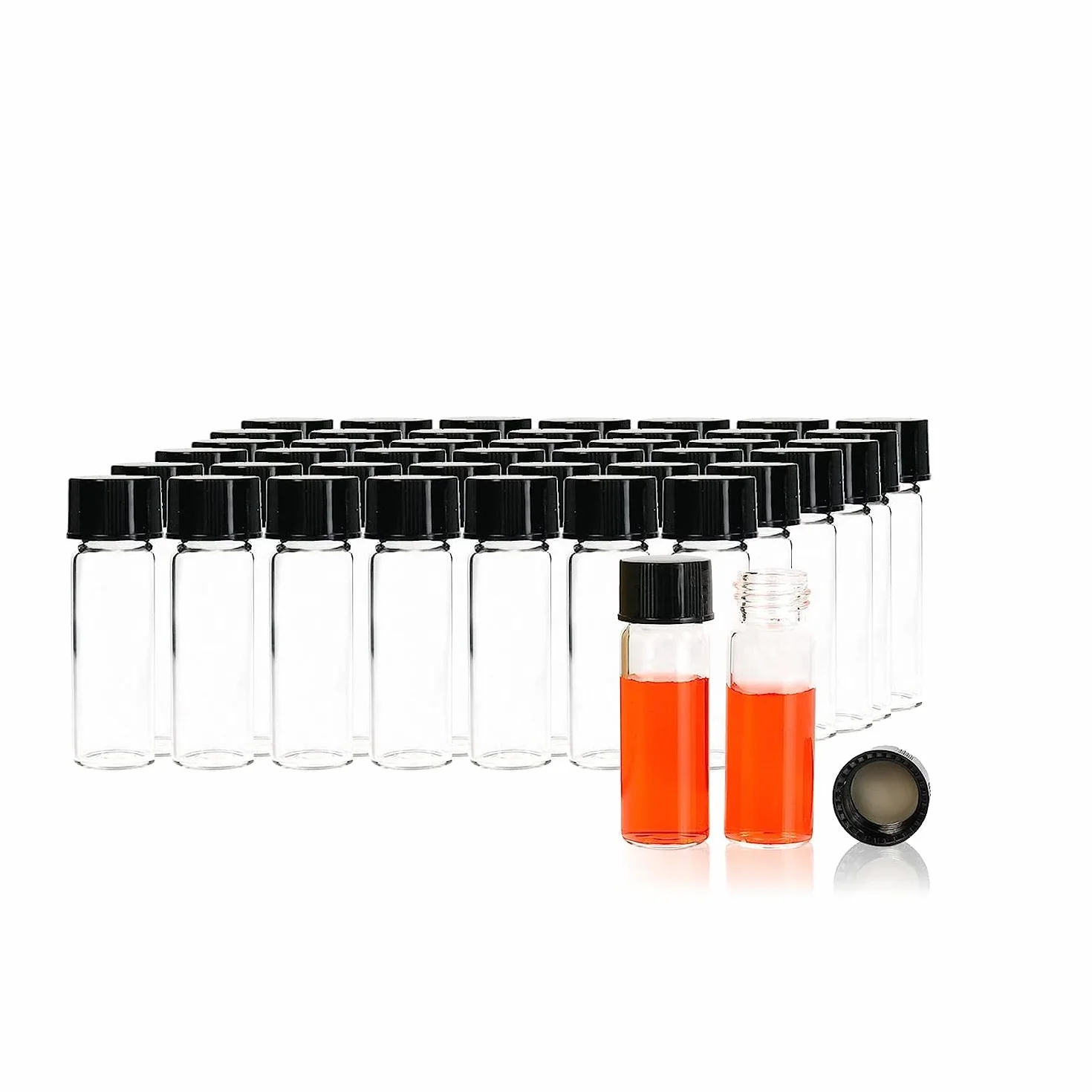 ALWSCI 144 Piezas Viales de Muestra 4ml Frascos de Vidrio Transparente con Tapón de Rosca PTFE Natural/Silicona Blanco 17x60mm