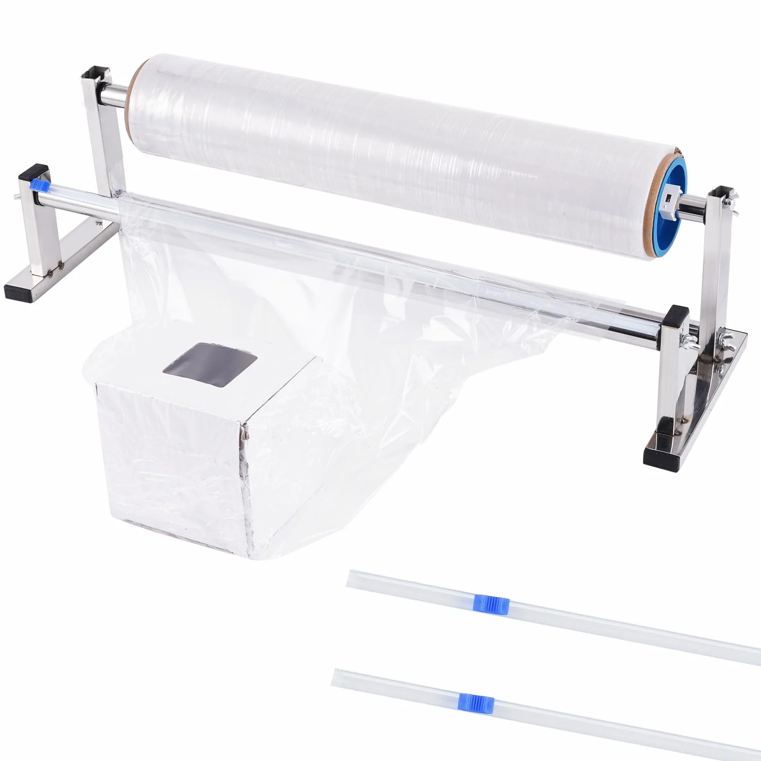 Máquina de embalaje de película estirable, dispensador de película estirable de mesa de acero inoxidable, herramienta de envoltura manual de palets (24 pulgadas)