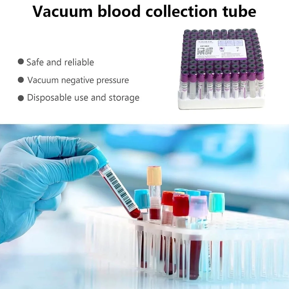 Tubos de extracción de sangre de laboratorio, paquete de 100 unidades para investigación médica y uso de diagnóstico