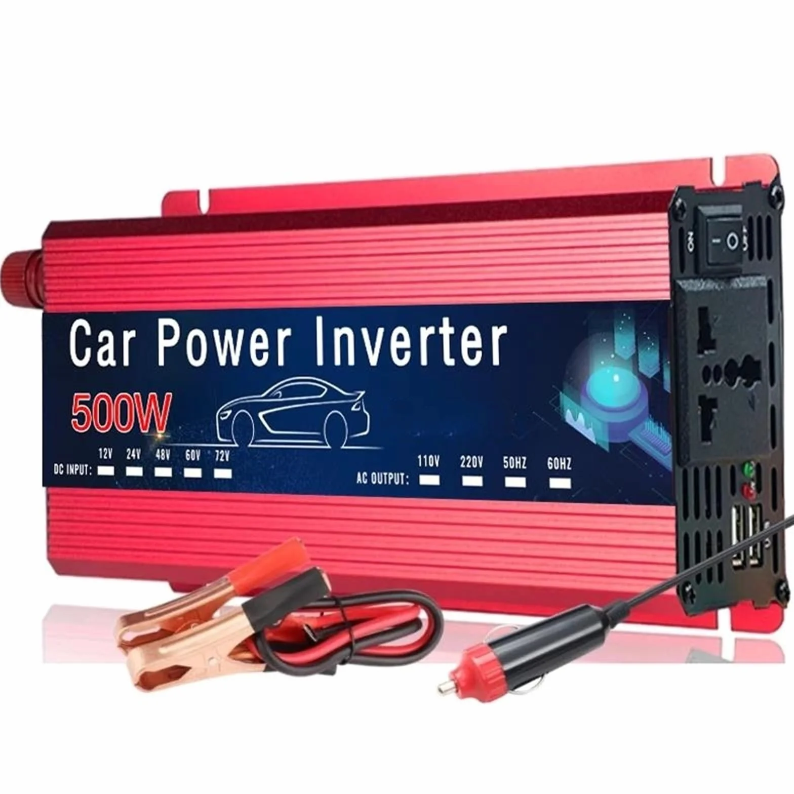 Inversor Inversor De Corriente para Coche De 12V Y 220V Doble USB 500W 1500W 2000W con Enchufe Universal Solar para Teléfono Y Portátil(500W)