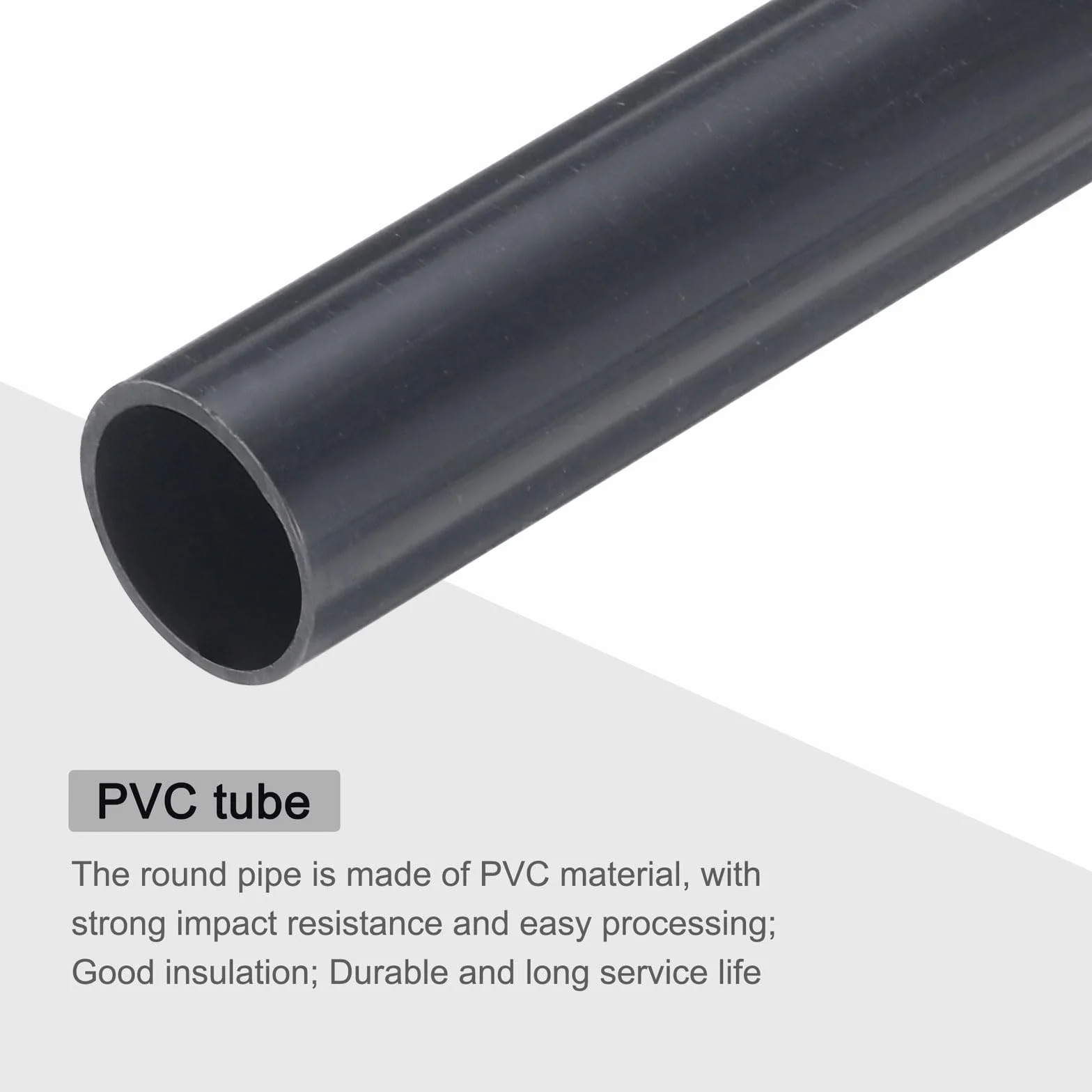 QUARKZMAN Tubo Rígido PVC 1/2 Pulgada 12mm ID 14mm OD Longitud 9" Gris Oscuro 2 Piezas