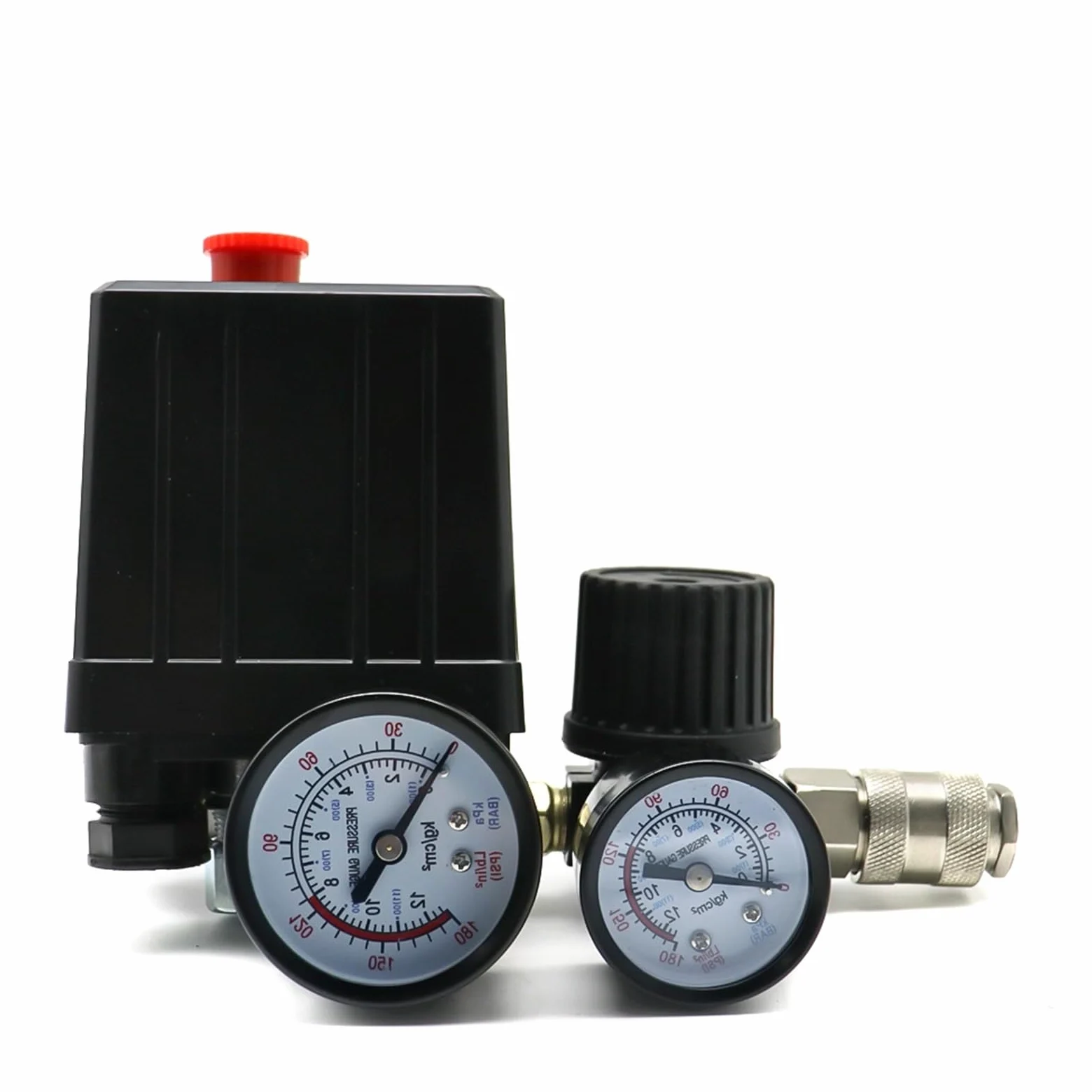 Interruptor de Control presión Bomba compresor Aire, regulador Alivio del colector 4 Puertos, 220V/380V, válvula 30-120PSI con manómetro(380v)