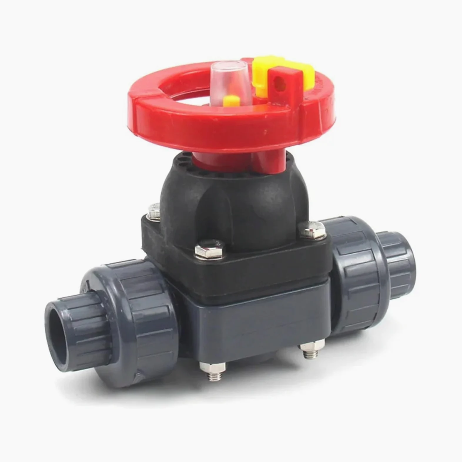 Válvula de diafragma de Doble rotación Conexión Activa de PVC Válvula de Control de Flujo Interruptor de válvula de plástico Resistente a la corrosión(DN 20 X 25mm)