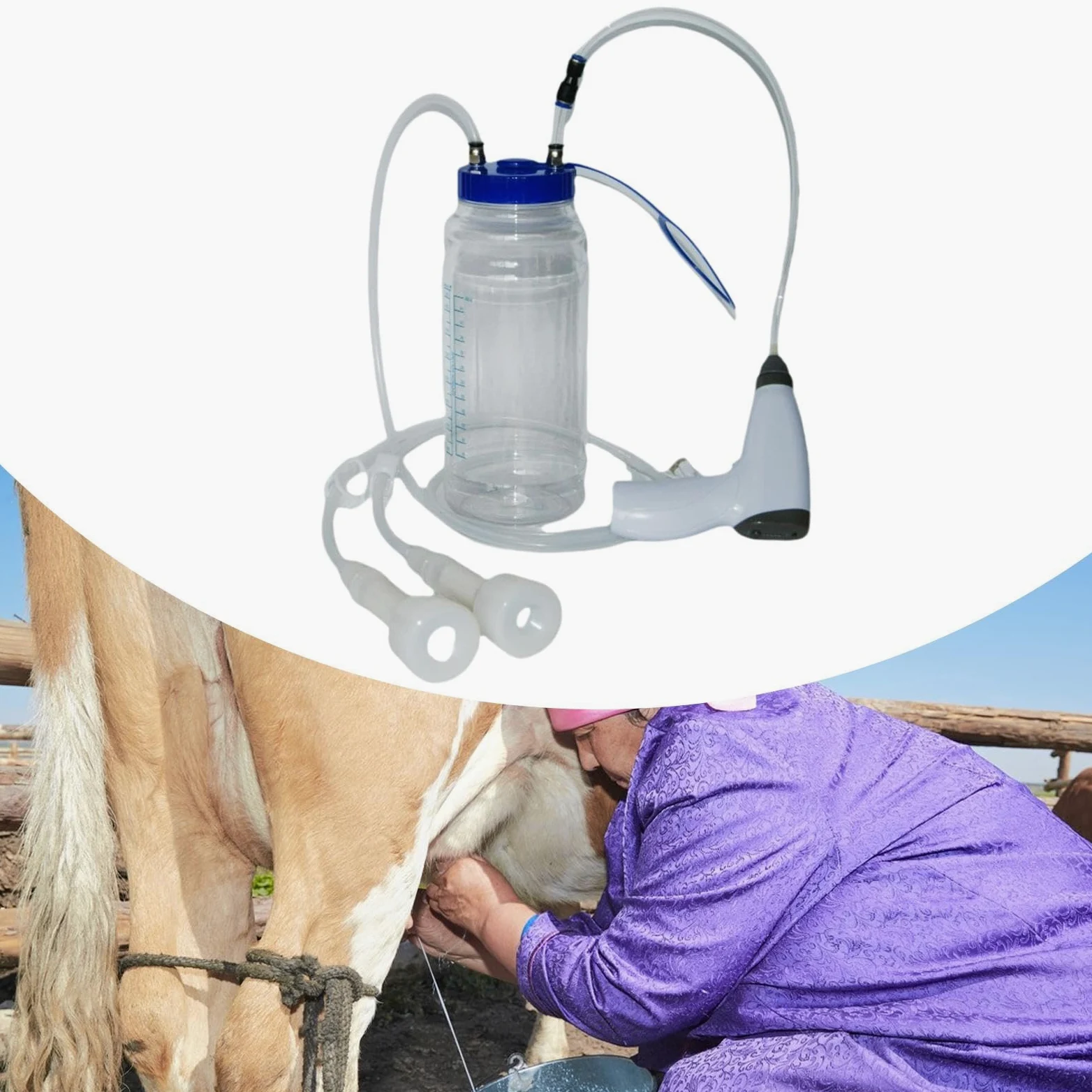 perfk Máquina de ordeño de Vacas Accesorios de máquina de Vacas Bomba de succión de aspiración 2L Bomba de succión eléctrica para ovejas Granja de Vacas