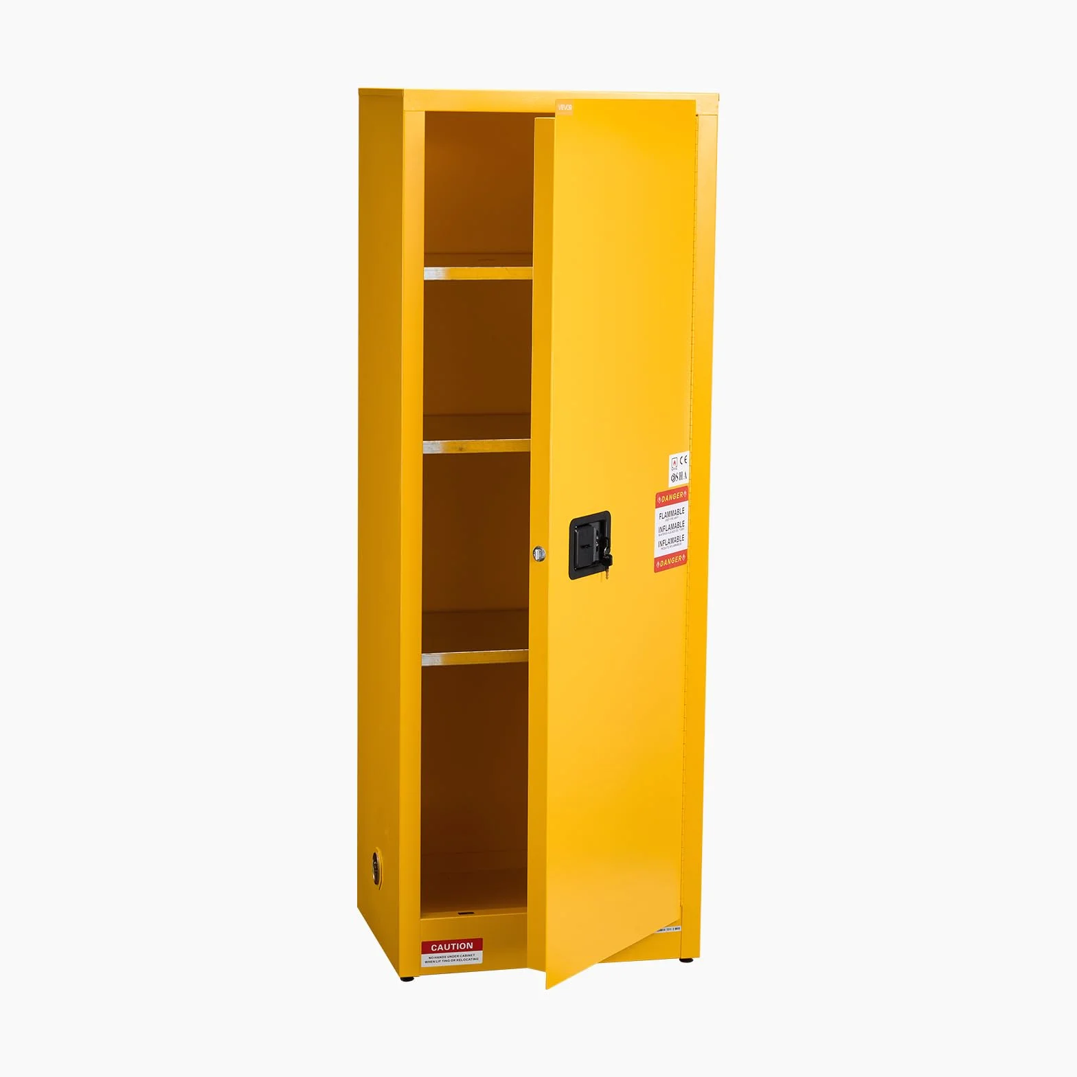 VEVOR Gabinete para Materiales Inflamables, Gabinete Ignífugo 59 x 46 x 165,1 cm de 87,06 L de Acero Laminado en Frío y Galvanizado con Estante Ajustable para Uso Comercial/Doméstico, Amarillo