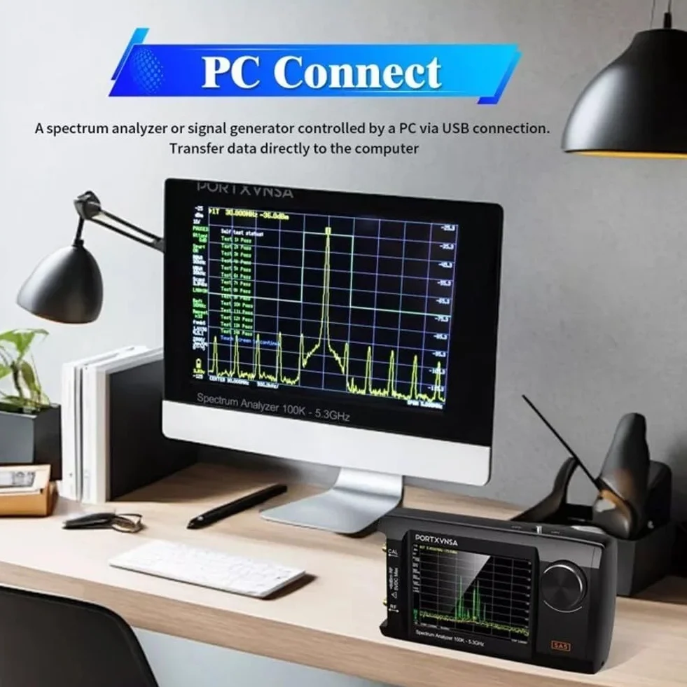 SA5 Handheld para analizador de espectro 100kHz-5.3GHz con calibración de modo estupendo hasta 5.3GHz Pantalla LCD IPS de 4 pulgadas para ingenieros de RF (sin tarjeta de memoria)