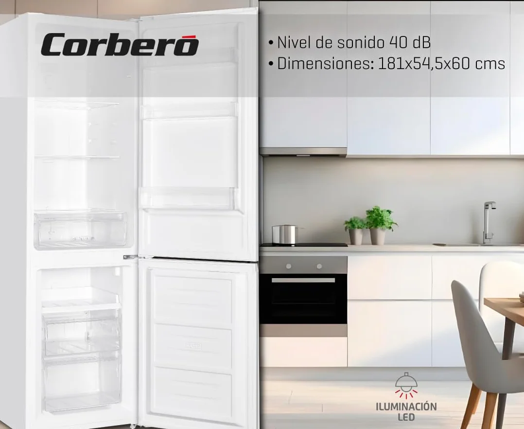 Frigorífico Combi Corbero CCH18024W No Frost 253L 181 cm Luz LED Blanco