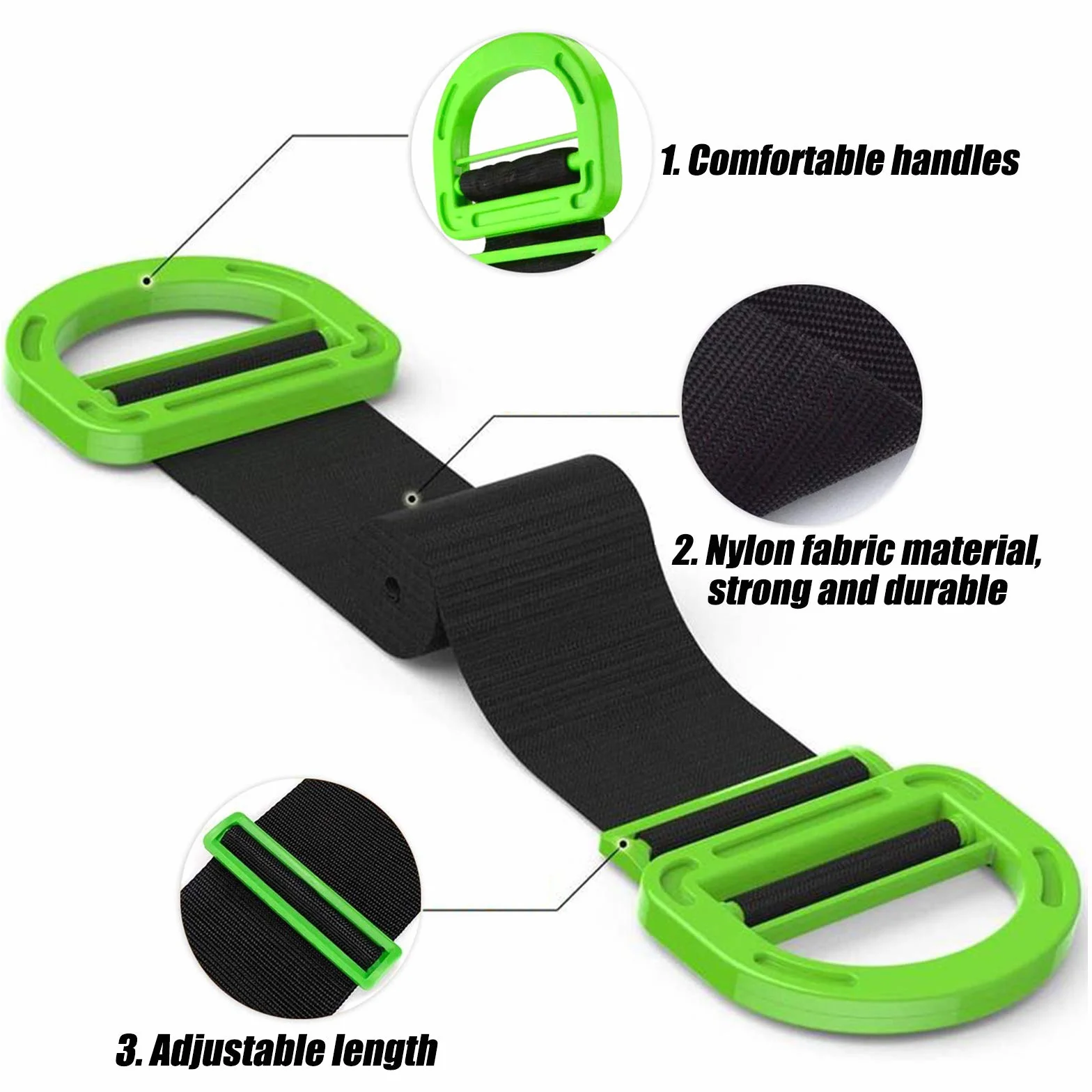 Paquete de 2 Correas para Mover y Levantar Muebles, Cajas, Colchón, con 2 Pares de Guantes