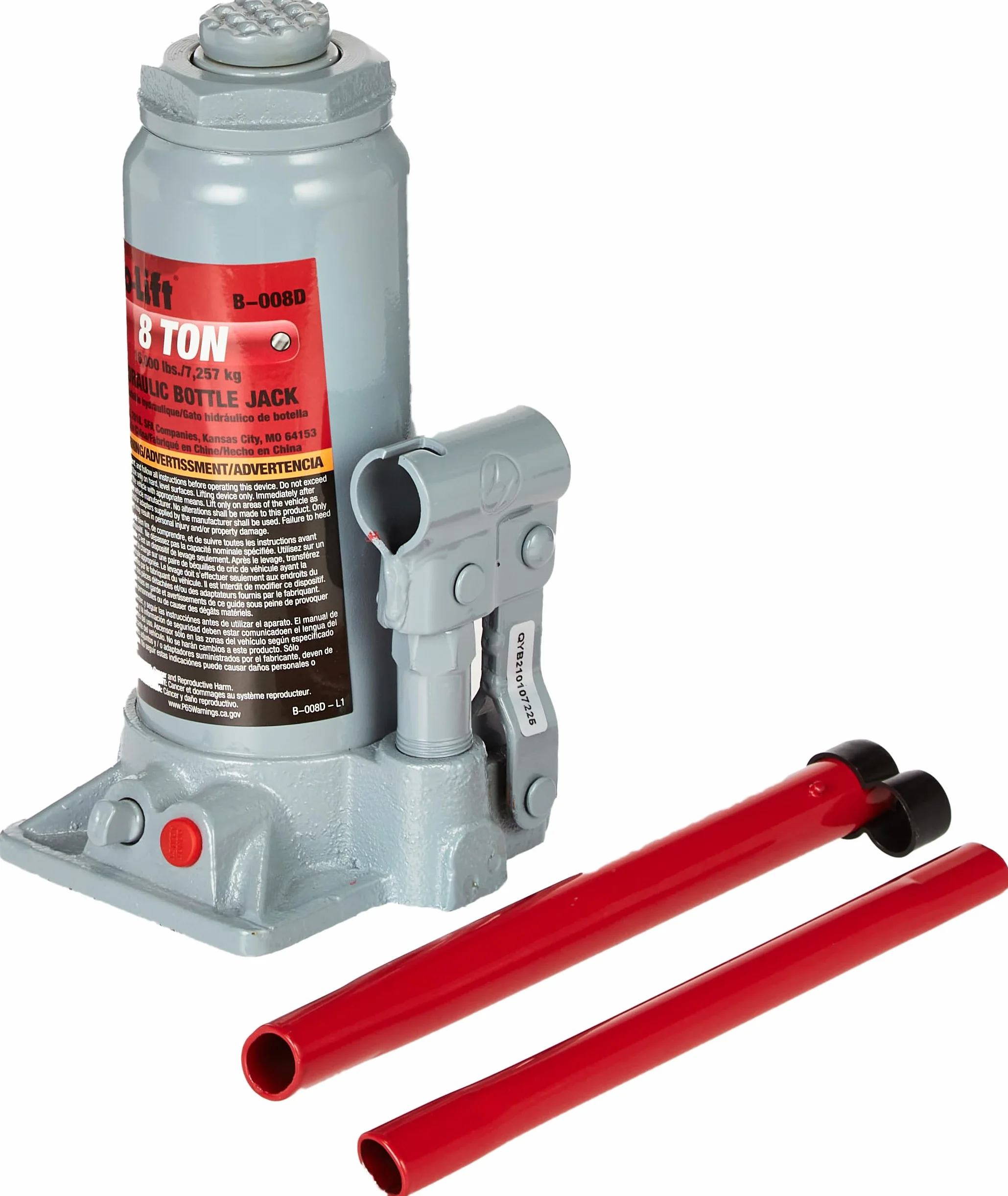 Pro-LifT B-008D - Gato hidráulico Gris para Botella (Capacidad de 8 toneladas)