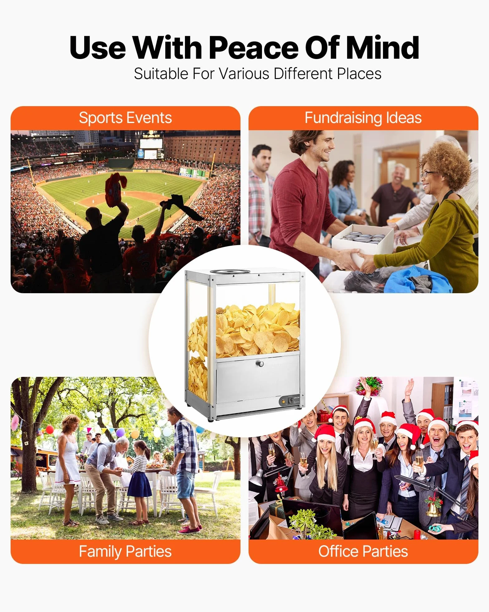 VEVOR Vitrina de Calor para Nachos 80 L 300 W Acero Inoxidable Expositor Térmico