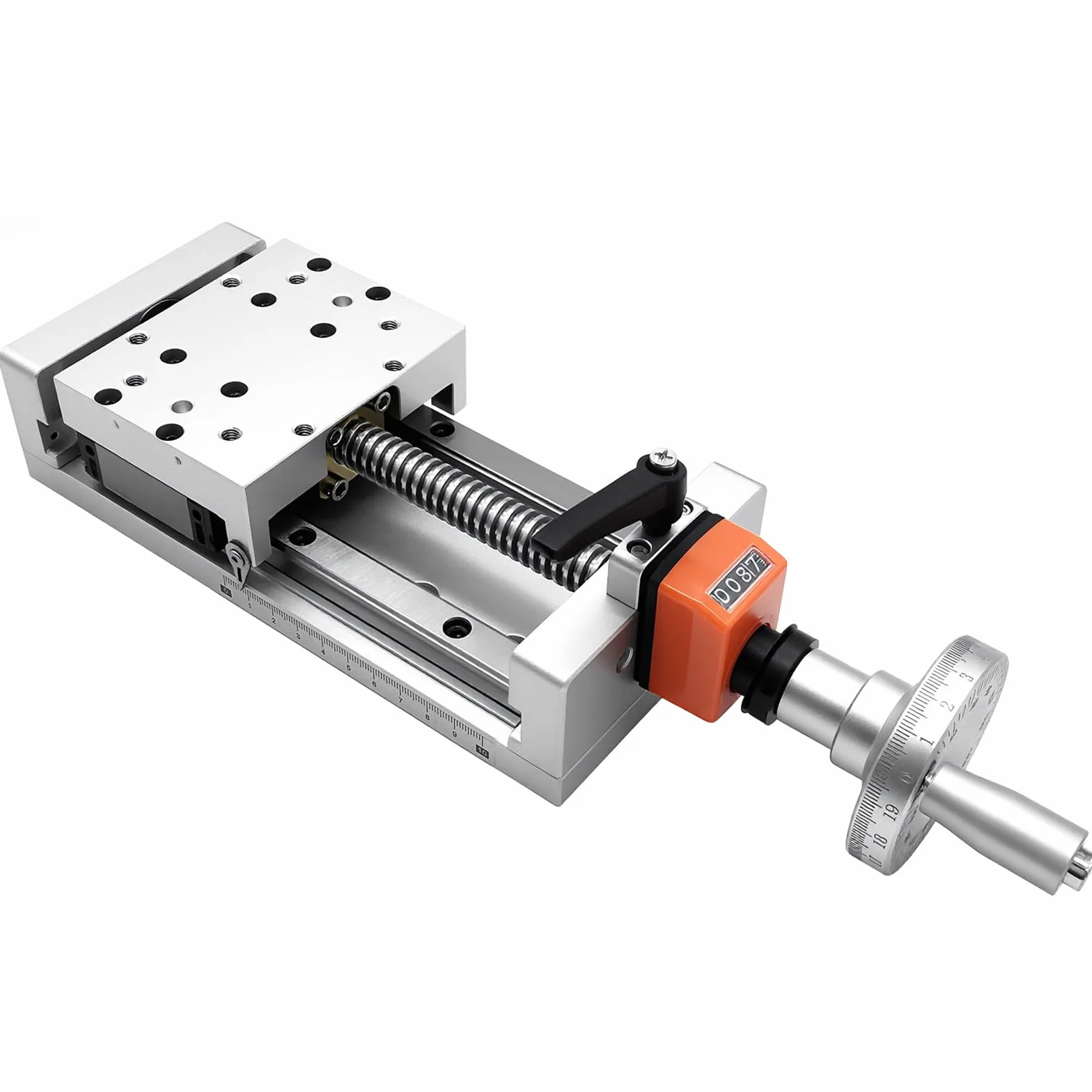 Mesa deslizante de movimiento lineal manual con autobloqueo, pantalla digital, módulo lineal, doble riel, eje Z, carga máxima horizontal: 220 lb (100 kg), 8'' (200 mm) para CNC y bricolaje.