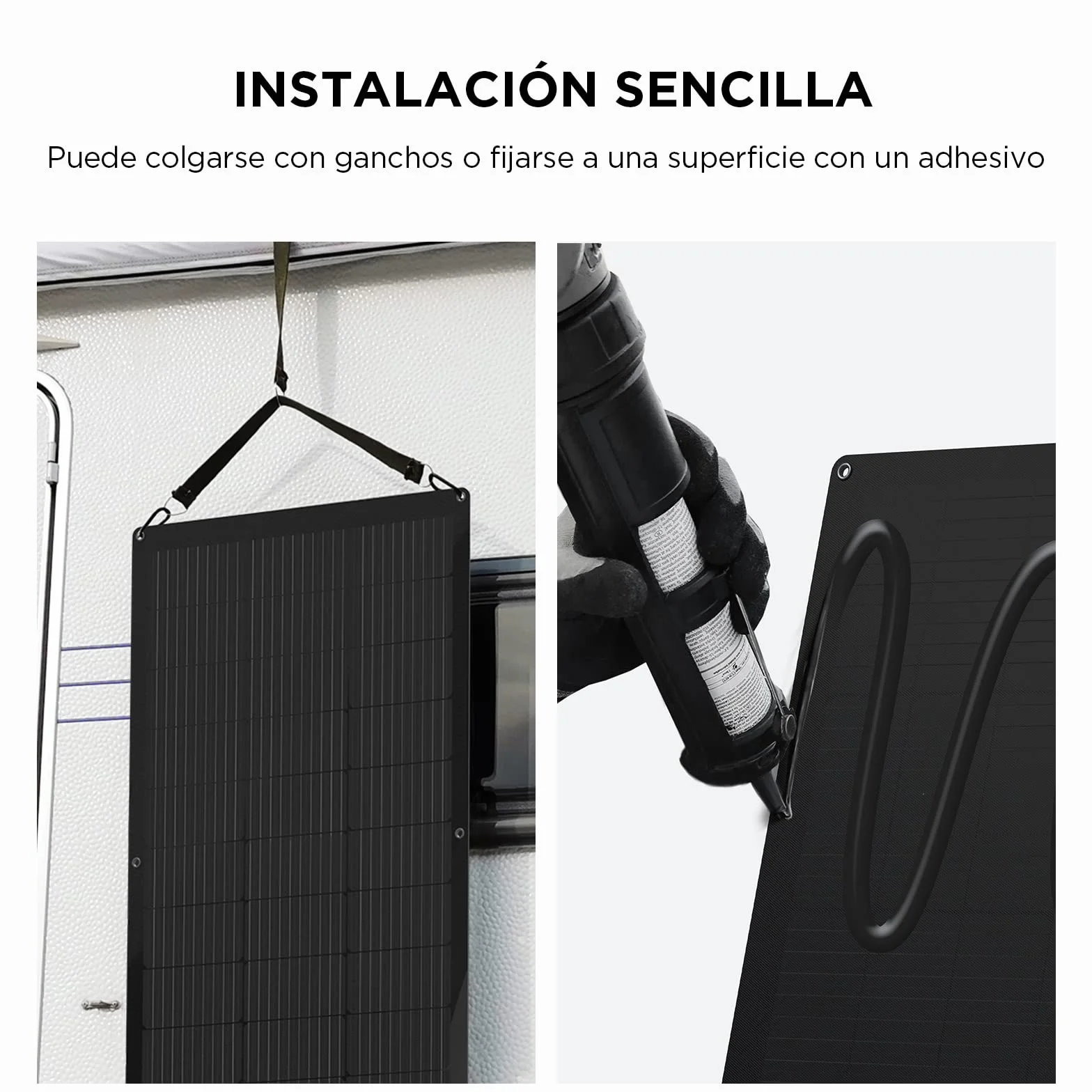 Panel solar flexible EcoFlow de 100 W con impermeabilidad de grado IP68 y celdas solares de alta eficiencia para techos, autocaravanas y mucho más