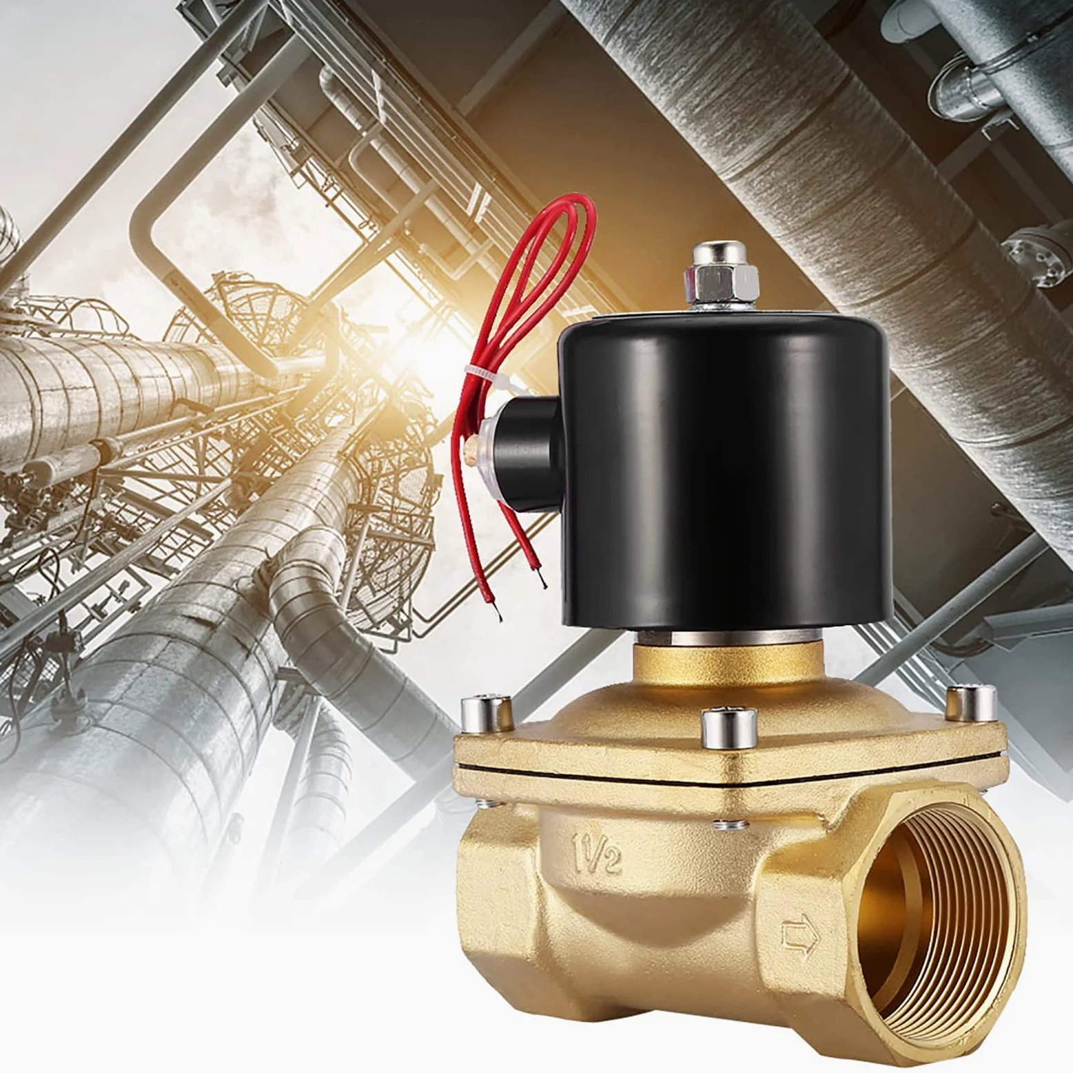 Válvula Solenoide Eléctrica Válvula Solenoide Bidireccional de Latón DN40 1-1 2 Pulgadas 220 VCA Normalmente Cerrada IP65 0 a MPa para Control de Flujo de Aceite, Aire y Agua