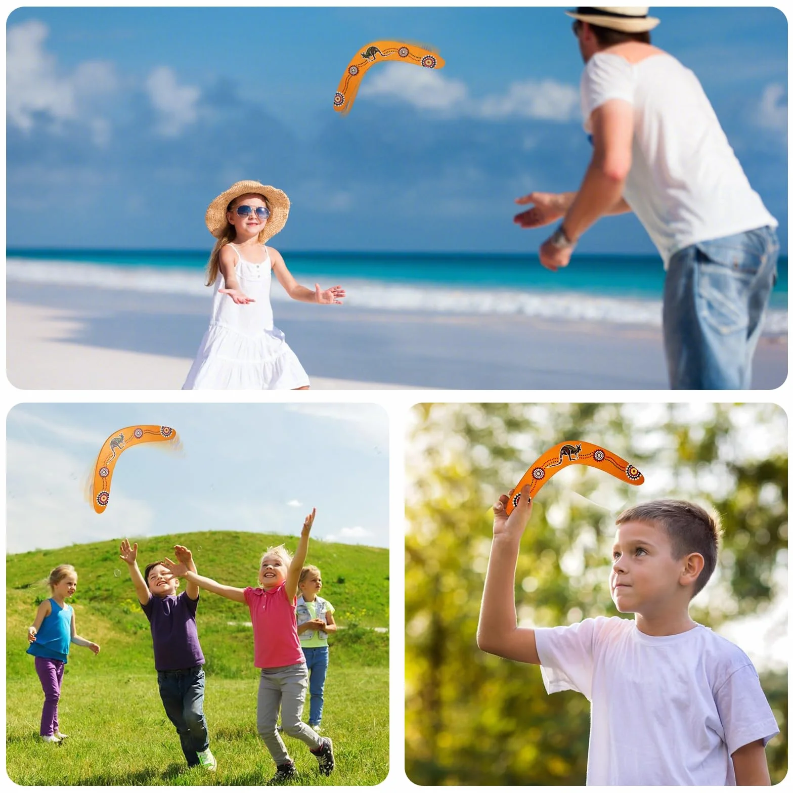 Boomerang Niños Madera Deportes al Aire Libre Bumerang de Madera Forma V Lanzar Juego
