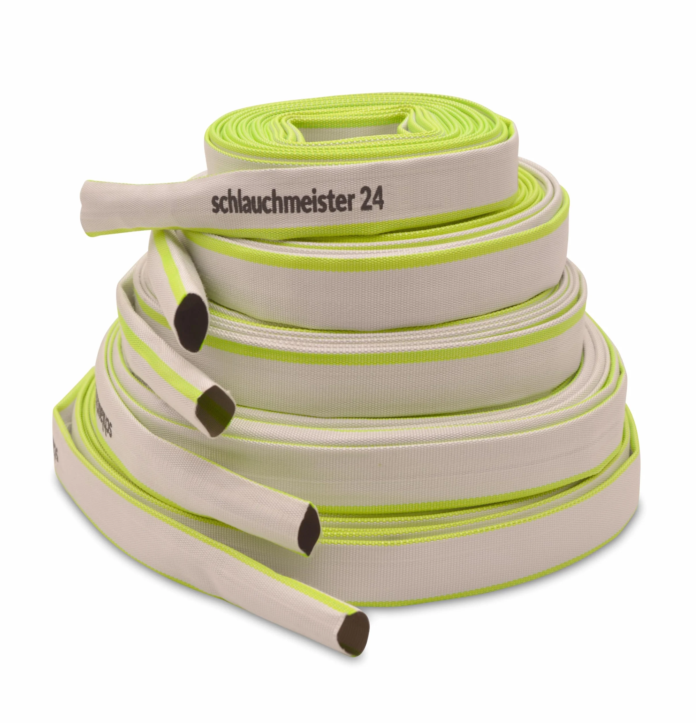 Ø 3 pulgadas - 75 mm, manguera plana de 50 m | Manguera de construcción | Manguera industrial | Caucho sintético, blanco con verde, 10 bar, -20°C a +60°C