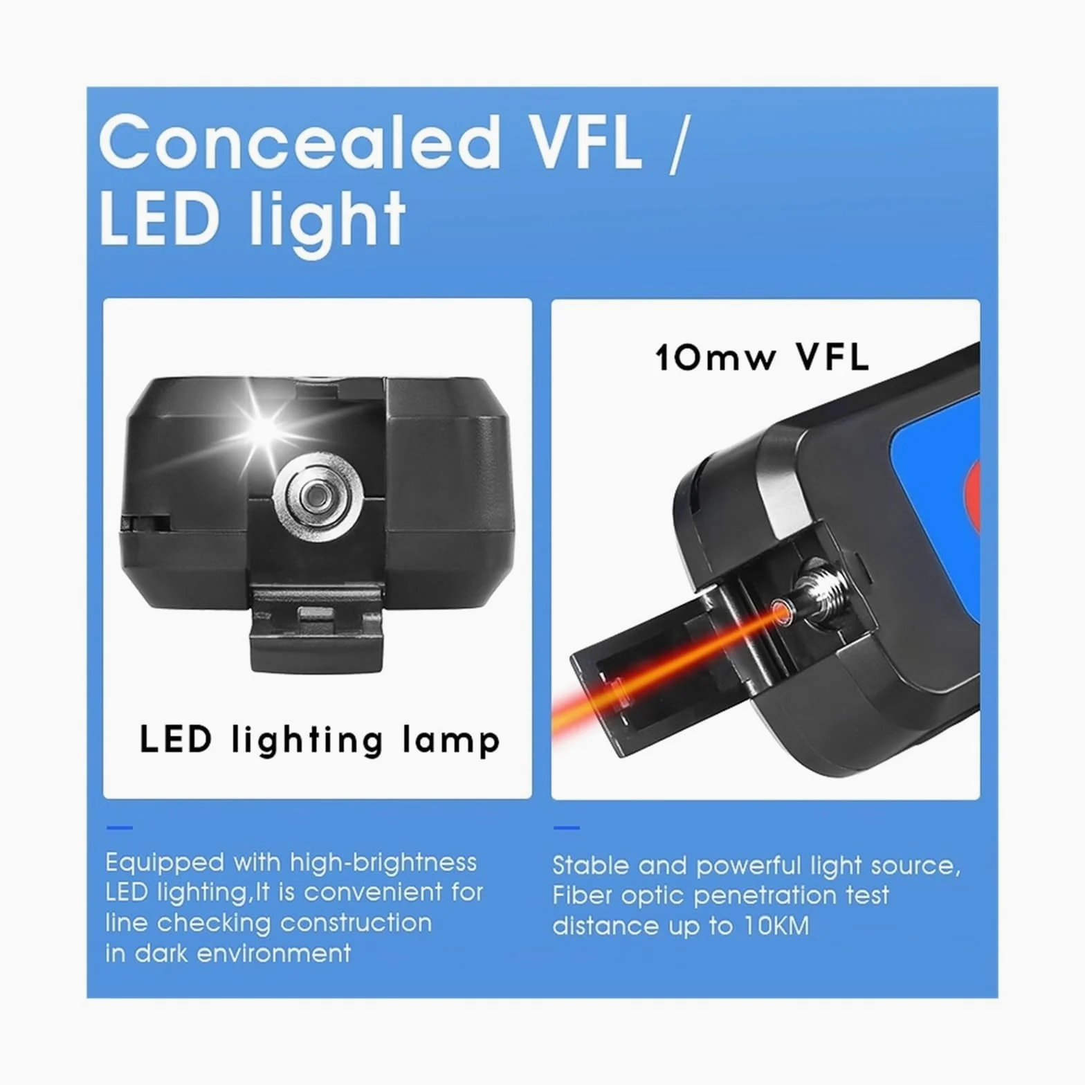 Identificador De Fibra Óptica+VFL+luz LED Con Localizador Visual De Fallas Incorporado De 10 Mw Identificador De Fibra Óptica(40D)