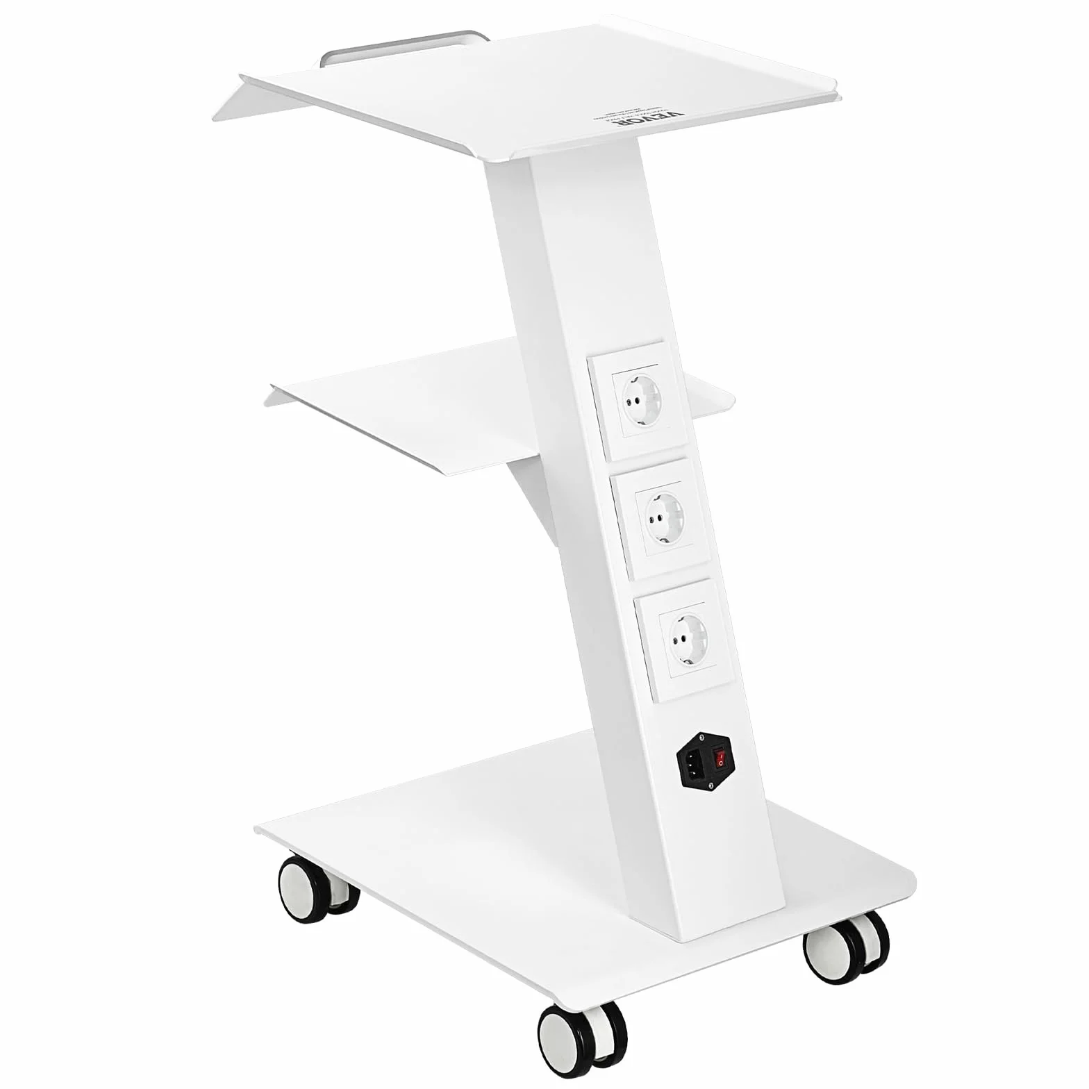 VEVOR Carro de Laboratorio, Carro de Servicio Médico con Enchufe, 3 Capas, Ruedas Giratorias, 100 kg