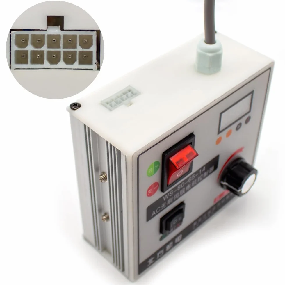 Kit de Servomotor de CC Sin Escobillas de Alta Potencia de 220V, BLDC con Controlador de Velocidad Ajustable para Máquina de Cuentas de Correa de Torno de Carpintería (Kit 800W y soporte)