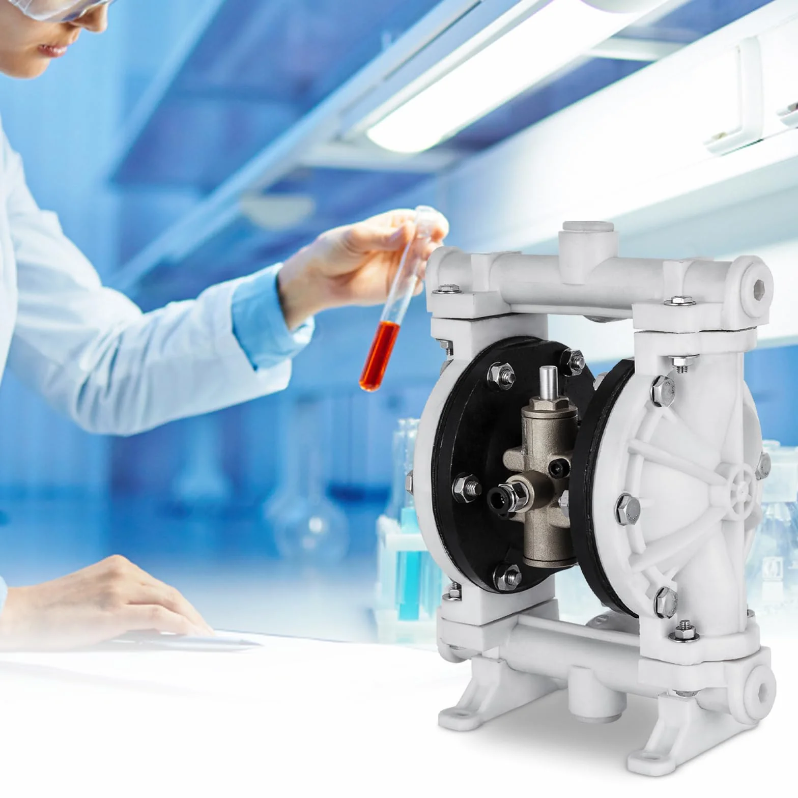 VEVOR Bomba neumática de doble diafragma 13,2 GPM 120 PSI 12,7 mm PTFE para transferencia de fluidos
