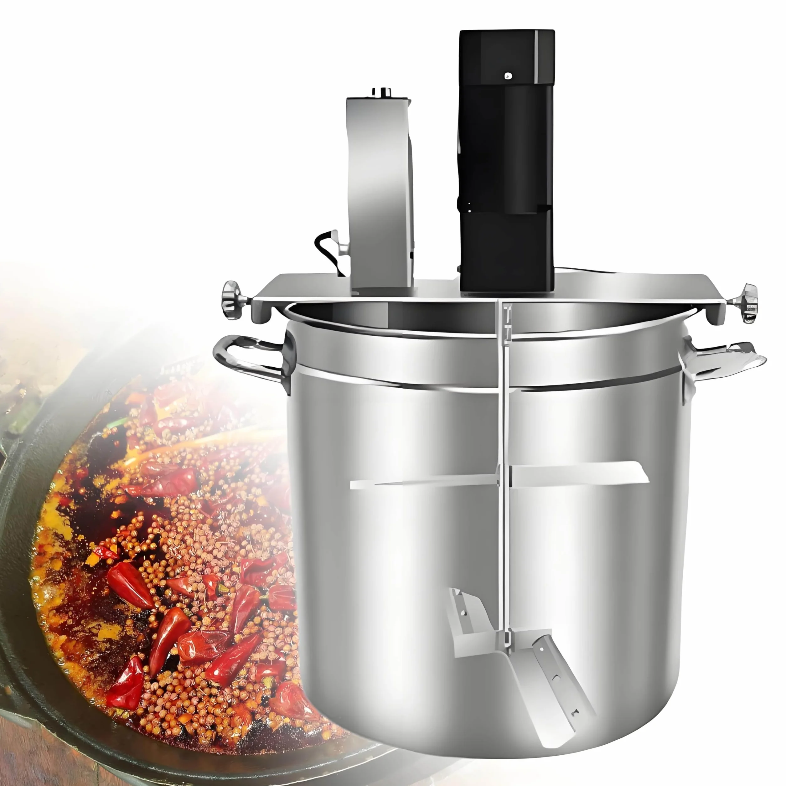 Agitador automático de ollas, raspador eléctrico de 4 cuchillas para remover sopas, salsas y gachas de avena con un solo clic sin esfuerzo