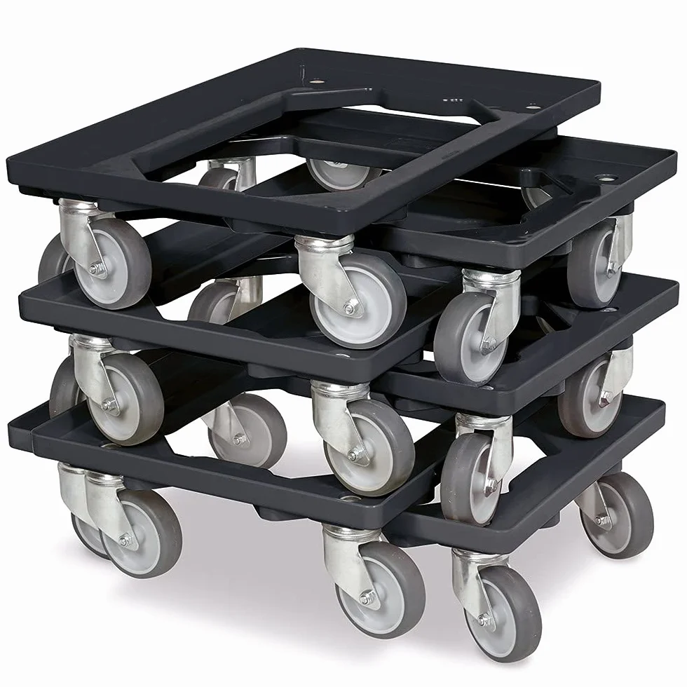 BRB 6 ruedas logísticas para cajas de 600 x 400 mm, capacidad de carga de 250 kg, color negro