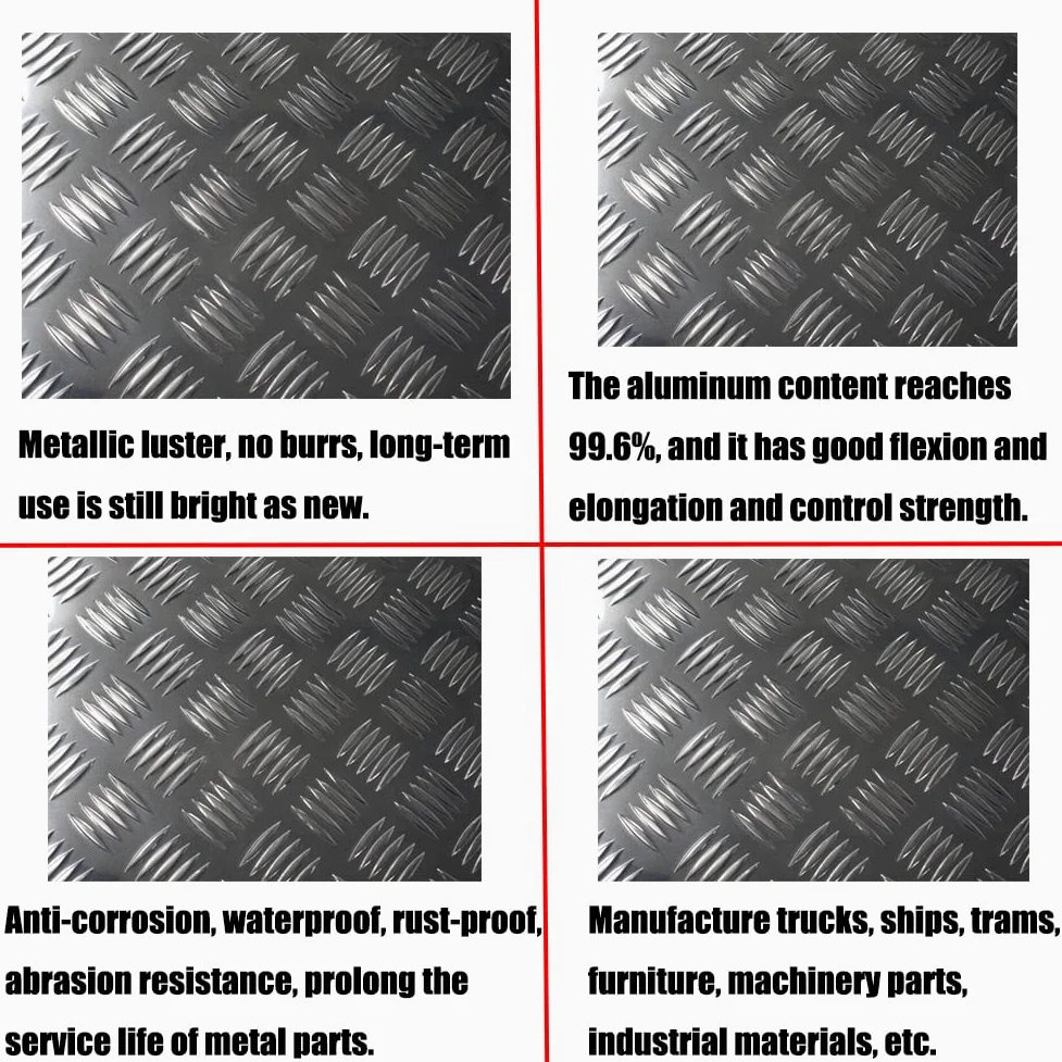 Chapa de Aluminio, diseño de Productos de construcción Placa de Aluminio Antideslizante tratable térmicamente y Resistente a la corrosión,3 * 500 * 500mm