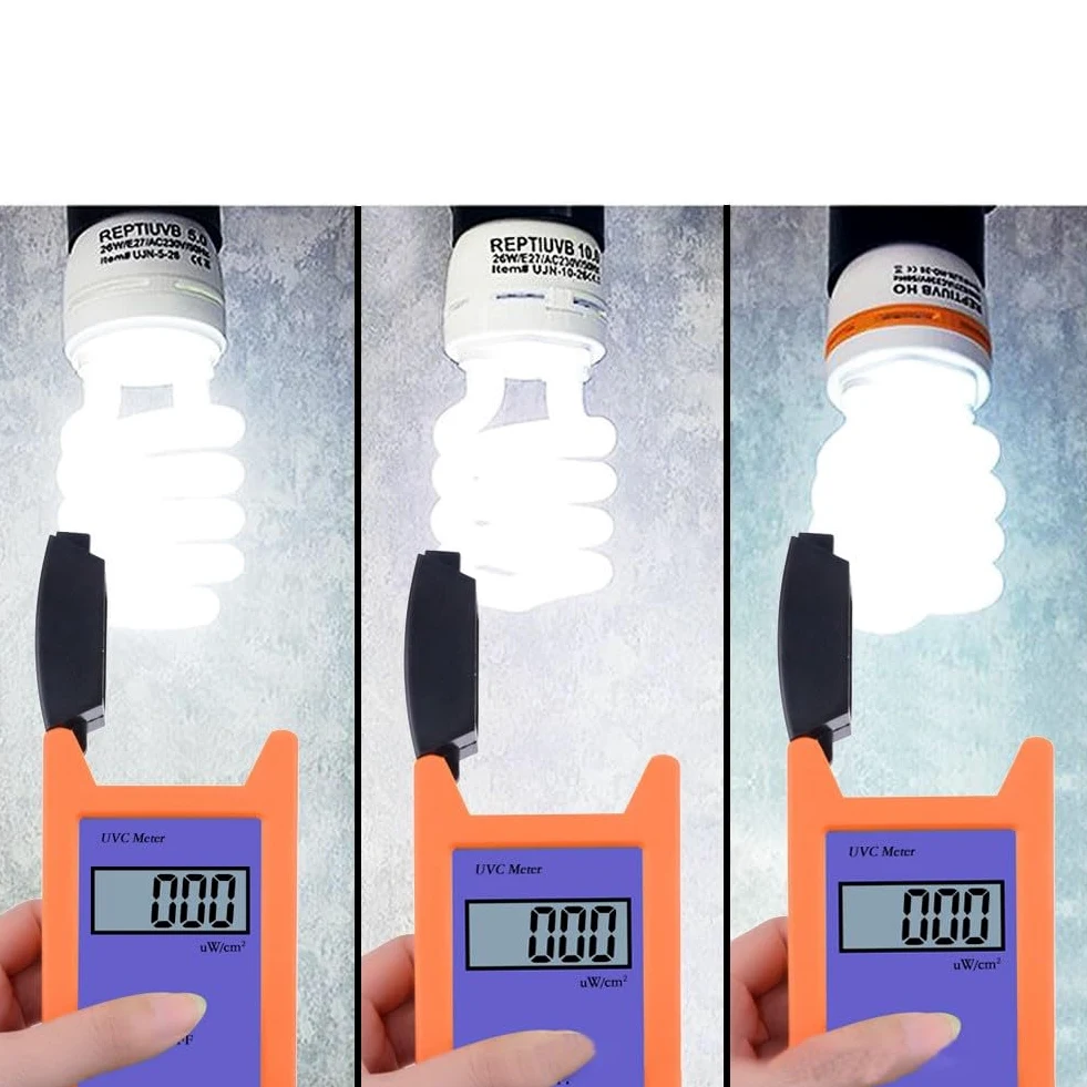 Medidor de luz UVC, probador de radiación UV, medidor digital UVC, rango de 220-280 nm, pantalla LCD, herramienta de medición precisa de lámpara de reptil