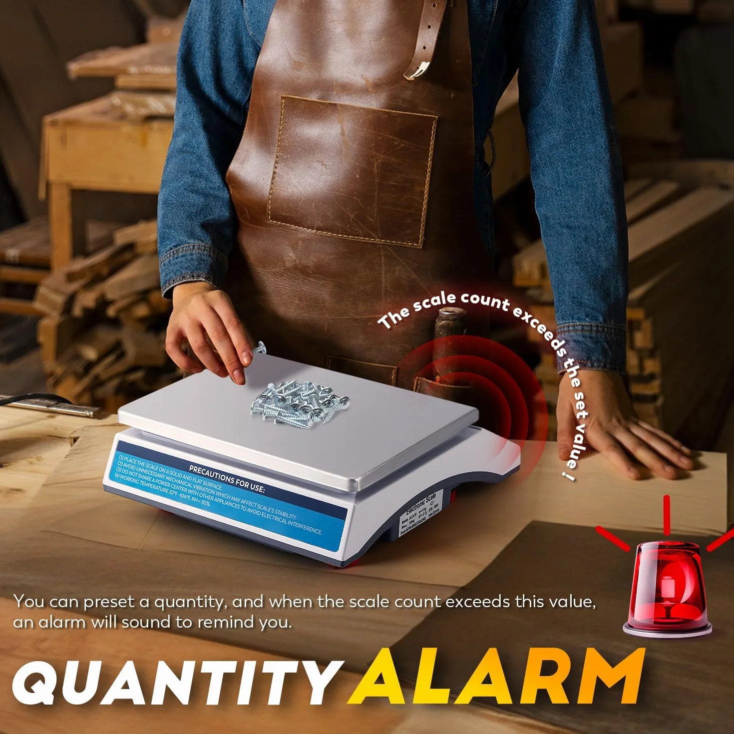 CGOLDENWALL Báscula Contadora de Piezas Industrial 40kg 1g - Báscula de Conteo para Inventario con Plato Inox - Cambio Unidades g/kg/lb - Para Piezas Pequeñas, Componentes y Monedas