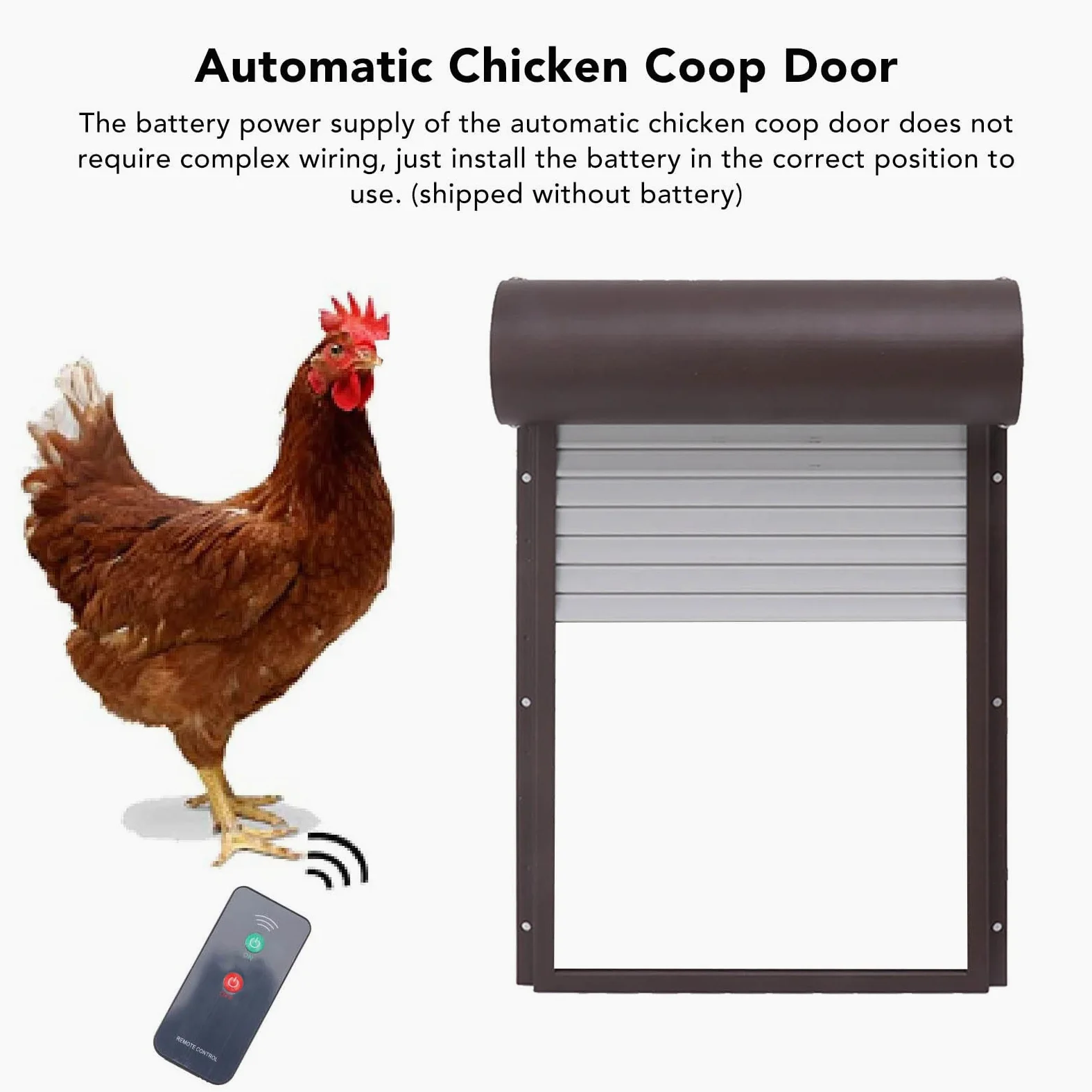 Puerta AUTOMÁTICA para GALLINERO con ENERGÍA Solar, Segura, Duradera, FÁCIL DE Usar, CÁMARA, DETECCIÓN REMOTA, Ideal para Aves DE Corral (Marrón)