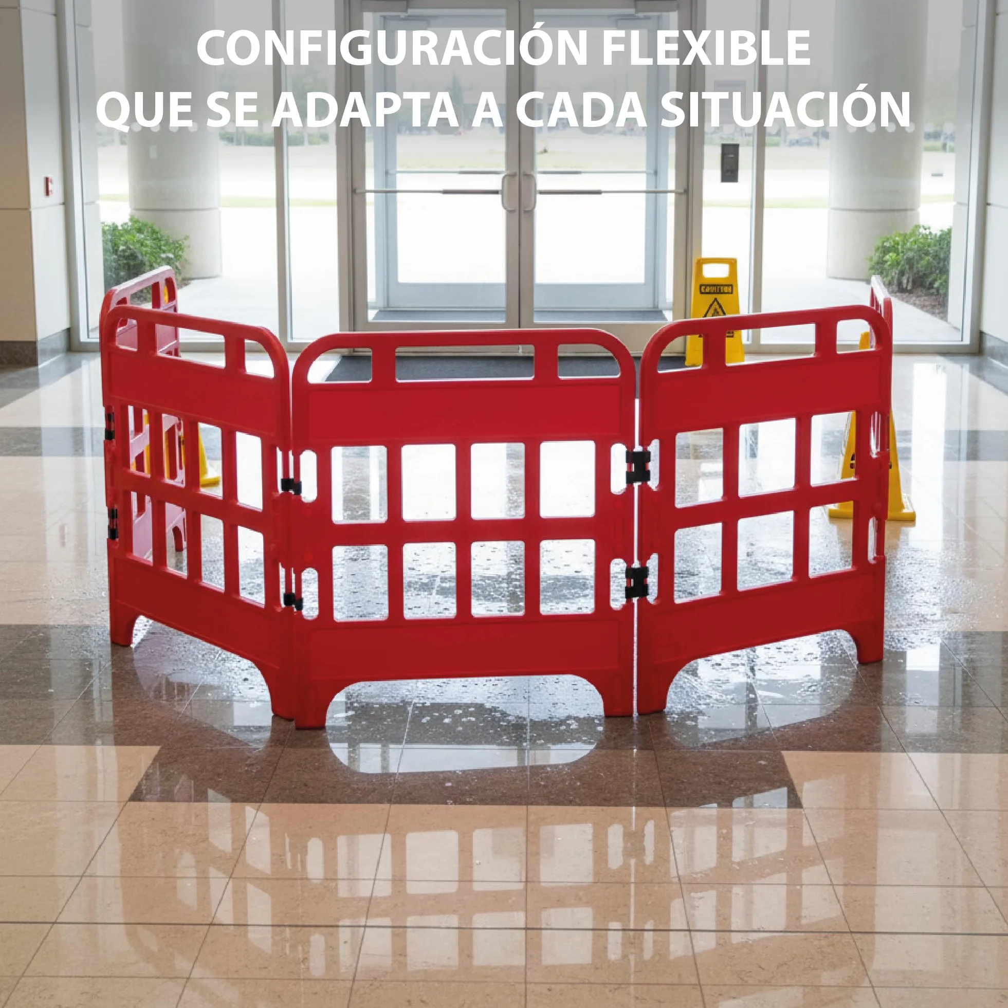 Valla de Seguridad Modular Plegable de Plástico con Bandas Reflectantes | Set de 4 Paneles Conectables | 100x75 cm | Barrera de Protección para Obras, Zonas de Reparación y Áreas Peatonales