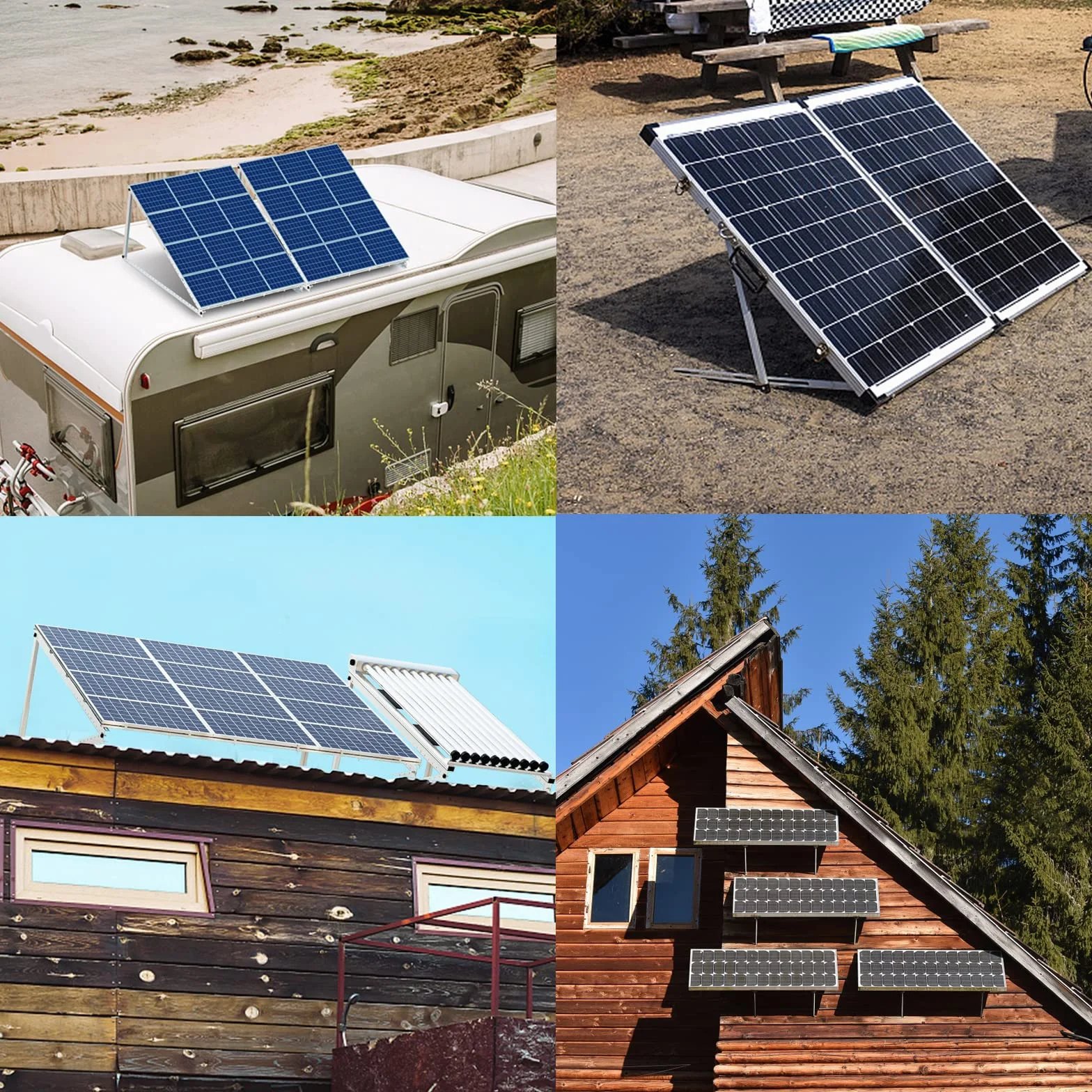 Warmfay 4 unidades de soporte para panel solar, 114 cm, 45 pulgadas, soporte de aluminio para central eléctrica de balcón con estructura de montaje, ángulo ajustable 0-90°, 100 W-1200 W, módulo solar