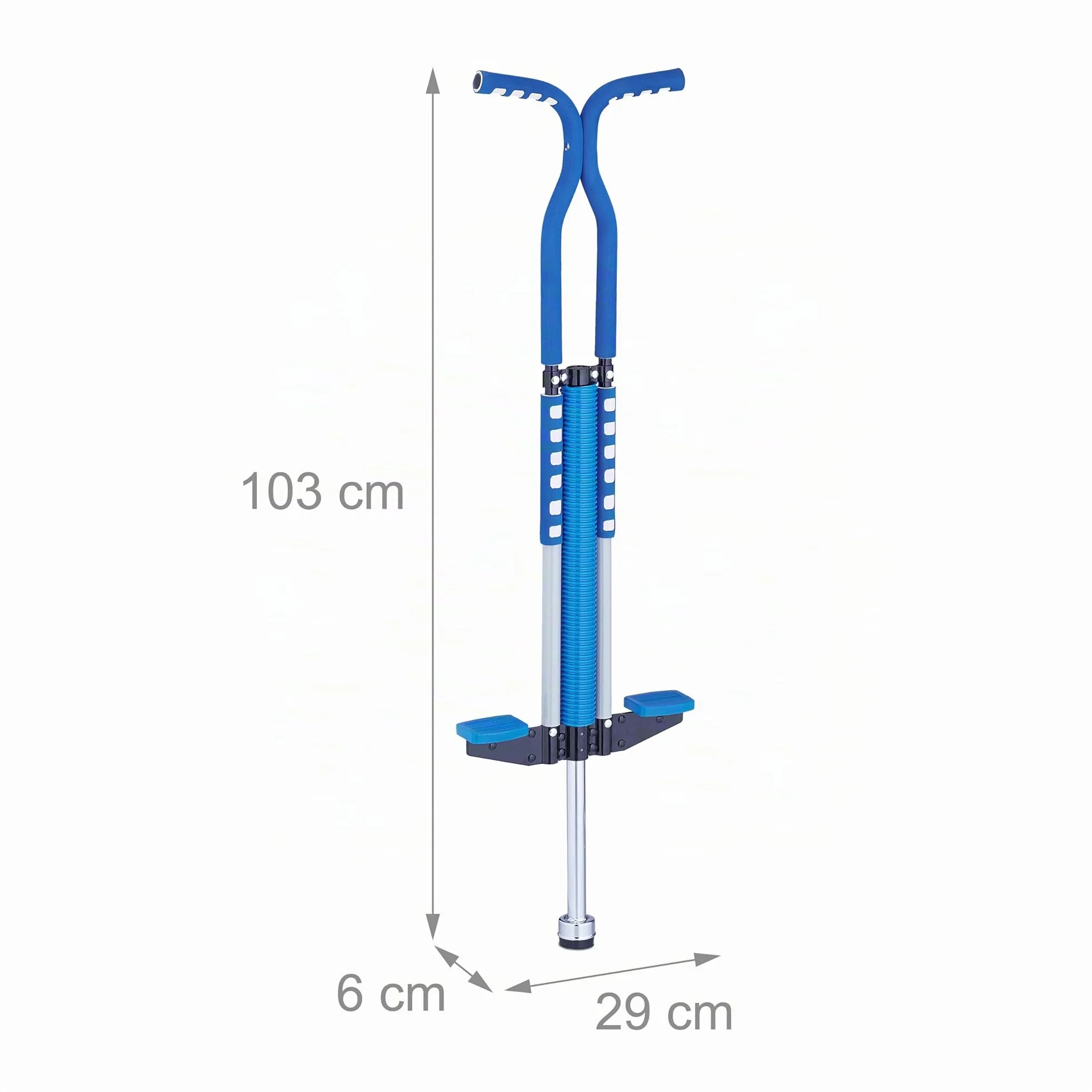 Relaxdays Pogo Saltarín Niños hasta 60 kg, Acolchado, Antideslizante, Acero Inoxidable, Azul