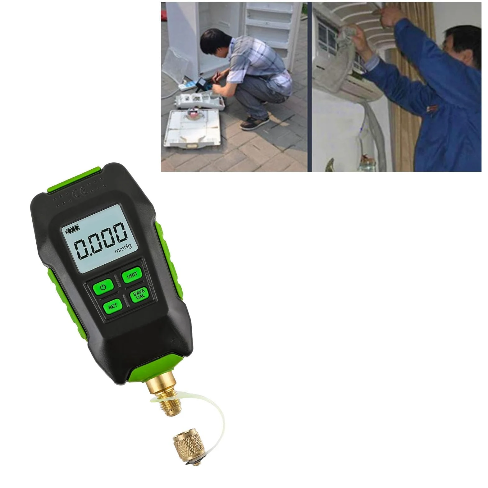Medidor de Vacío Medidor HVAC Digital V de Vacío Digital con Interfaz 20UNF de 7/16 Pulgadas Pantalla Retroiluminada Preciso para Aplicaciones Automotrices y HVAC