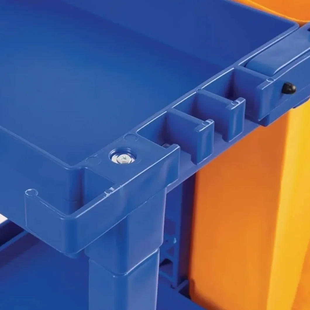 Clim Profesional - Carro de Limpieza Multifuncional Profesional | Equipado con Ruedas y 3 Bandejas | Ideal para Hostelería y Grandes Superficies, Azul y Amarillo, Plástico