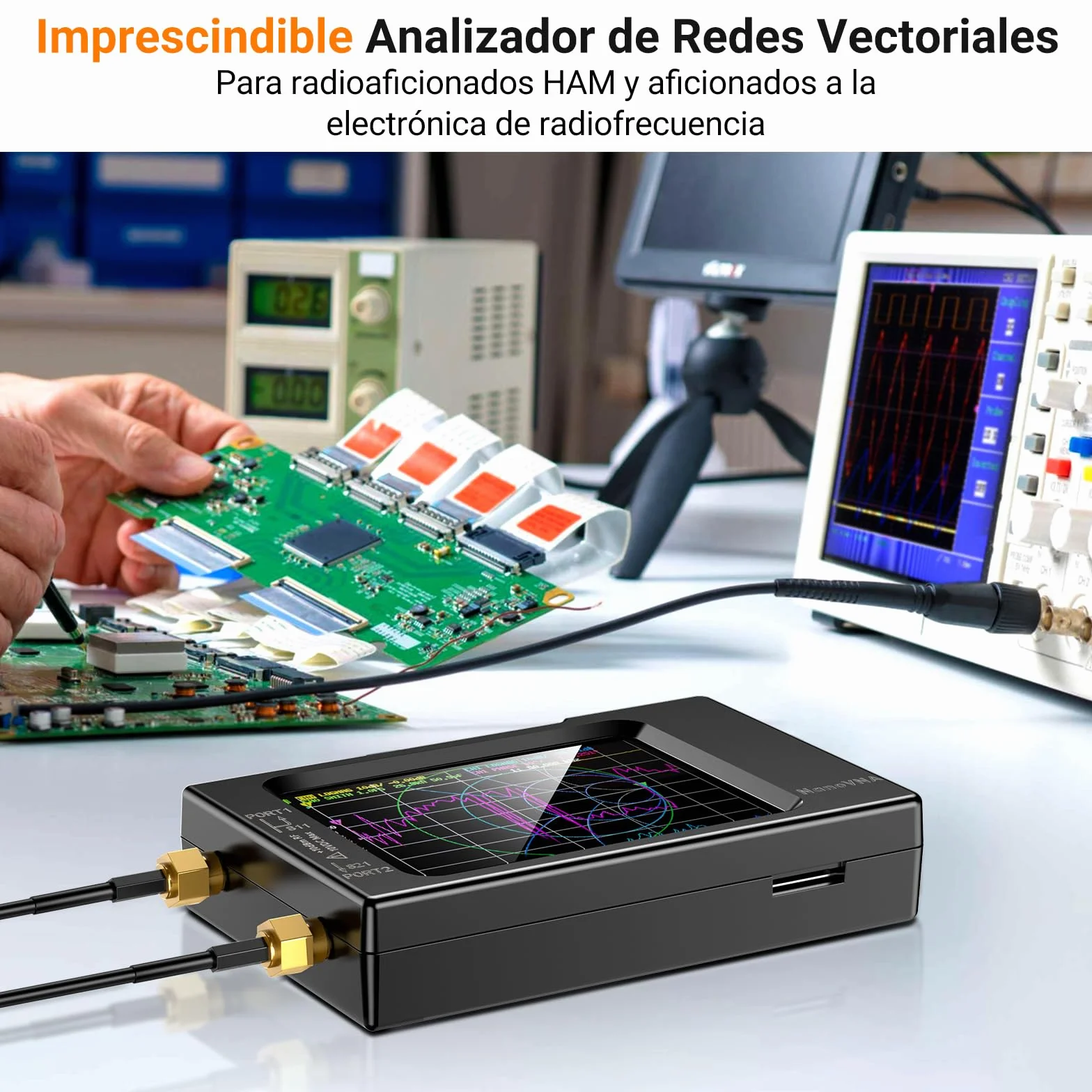 Elikliv NanoVNA-H Analizador Vectorial de Redes, Analizador de Antenas 10KHz-1,5GHz, HF VHF UHF Medición de Parámetros S, VSWR y Análisis de Picos, Fase, Retardo, Gráfico Smith
