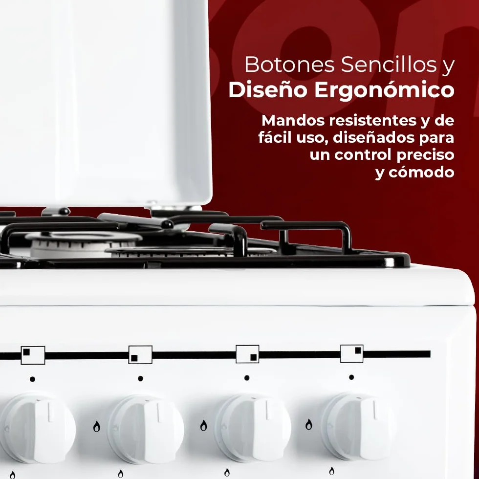 Nilson Cocina Gas Butano 4 Zonas Horno 43 L Blanco NKG4500TM