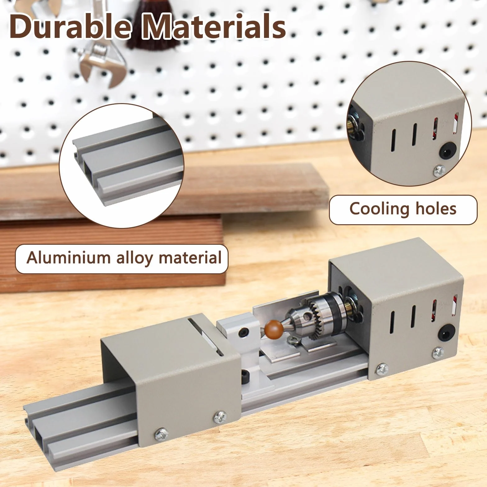 Mini torre de metal, 96 W, 4000-9000 rpm, 7 velocidades, rango de sujeción de 0,6 a 6 mm, torno de mesa para carpintería DIY