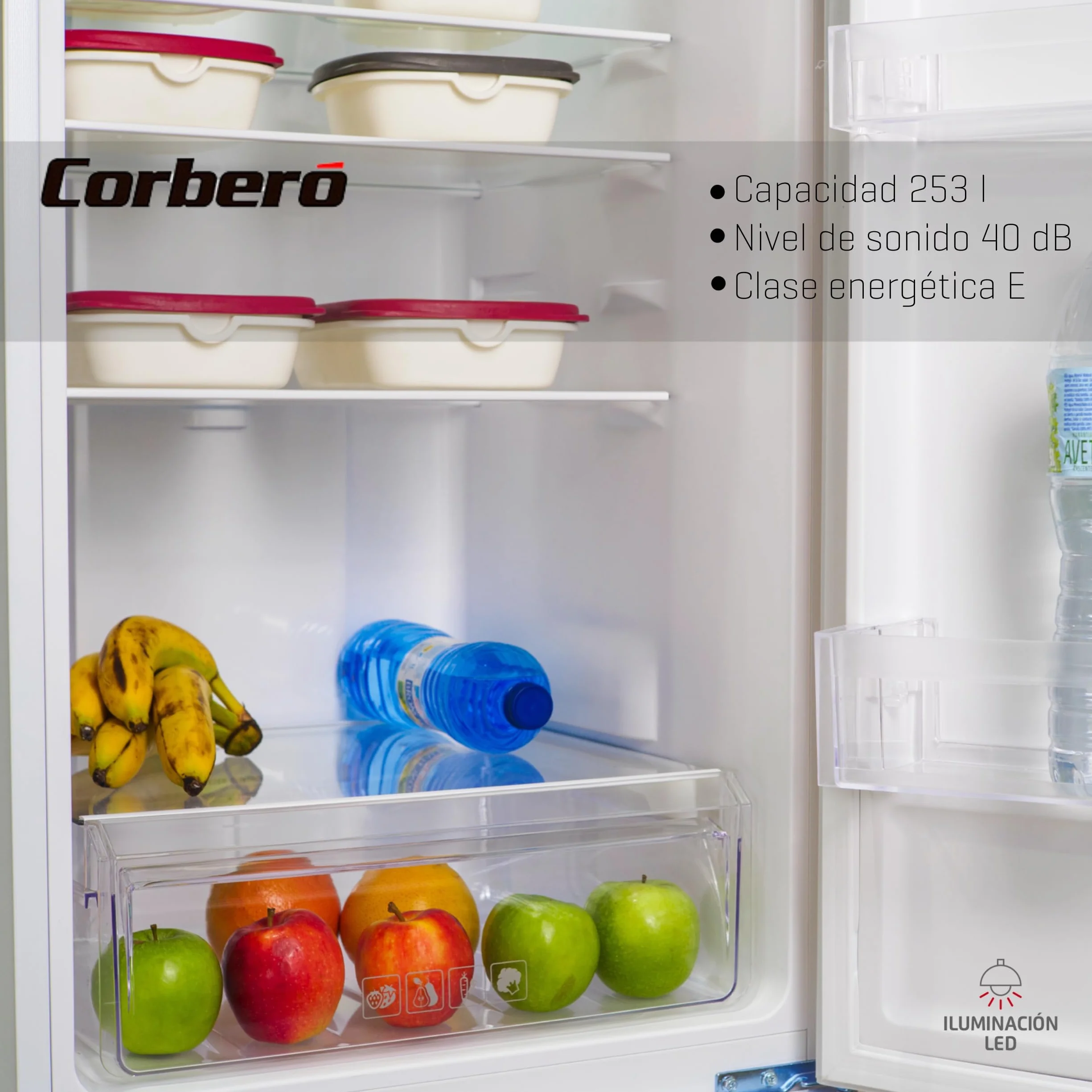 Frigorífico Combi Corbero CCH18024W No Frost 253L 181 cm Luz LED Blanco